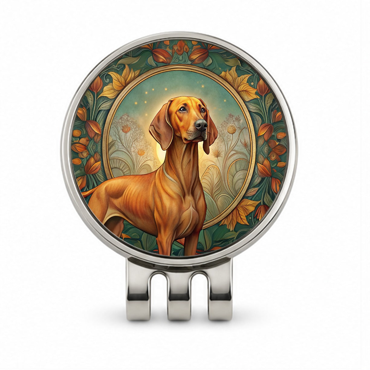 Rhodesian Ridgeback Dog Art Nouveau Golf Hat Clip with Ball Marker