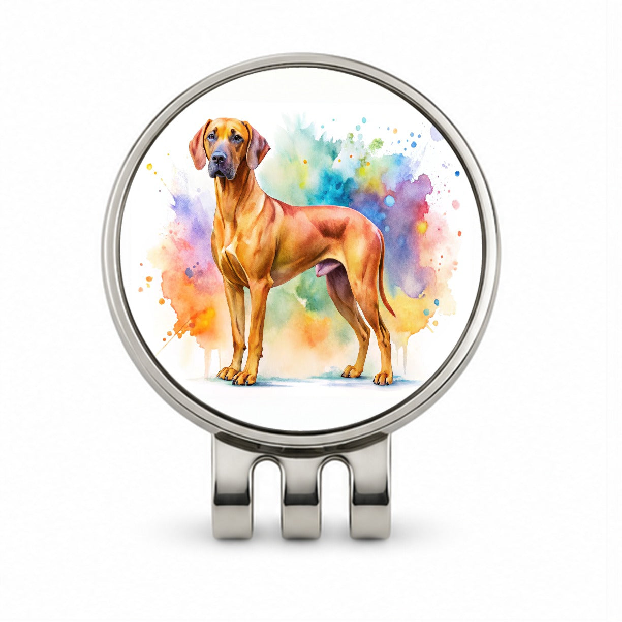 Rhodesian Ridgeback Dog Watercolor Style Golf Hat Clip with Ball Marker