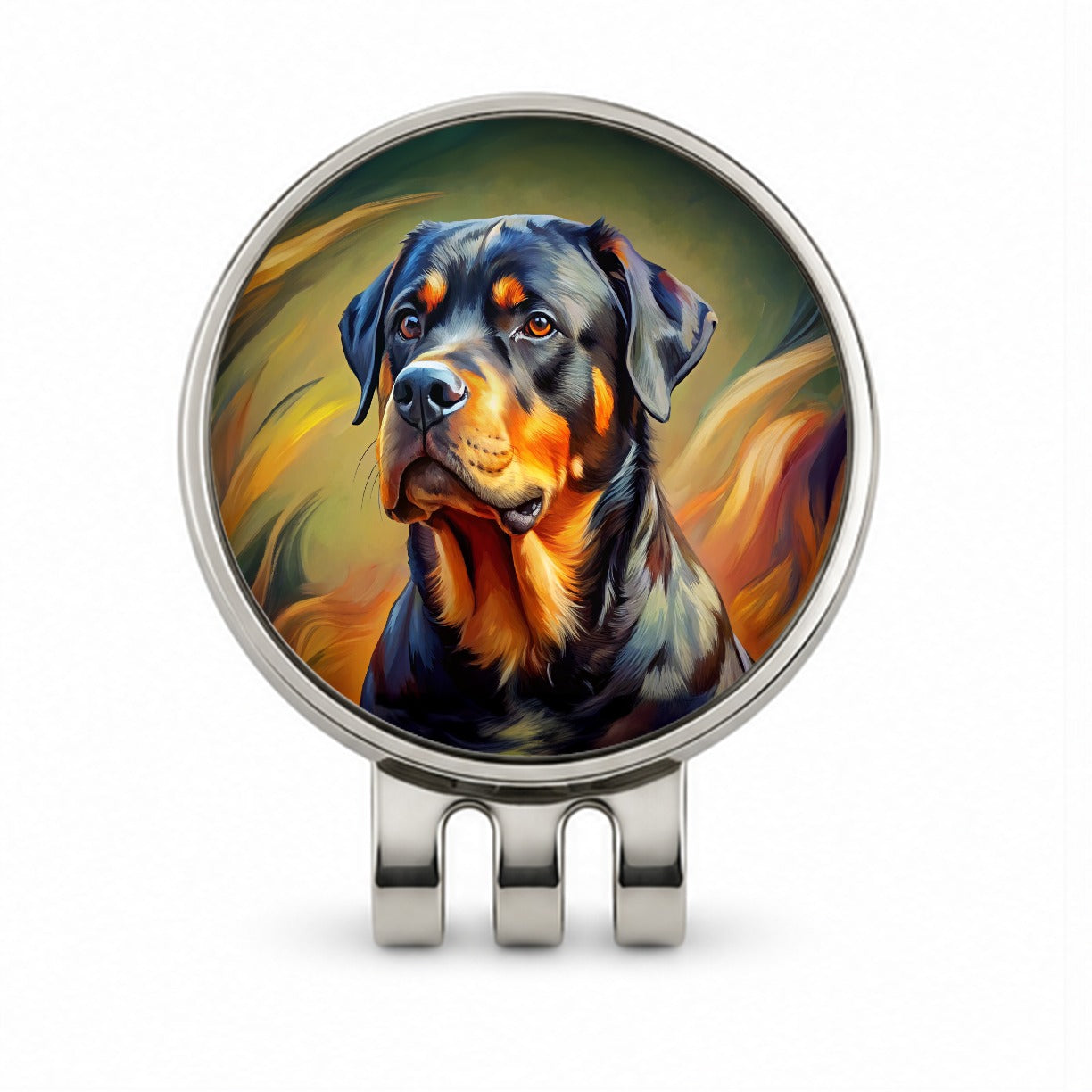 Rottweiler Dog Expressionism Art Golf Hat Clip with Ball Marker