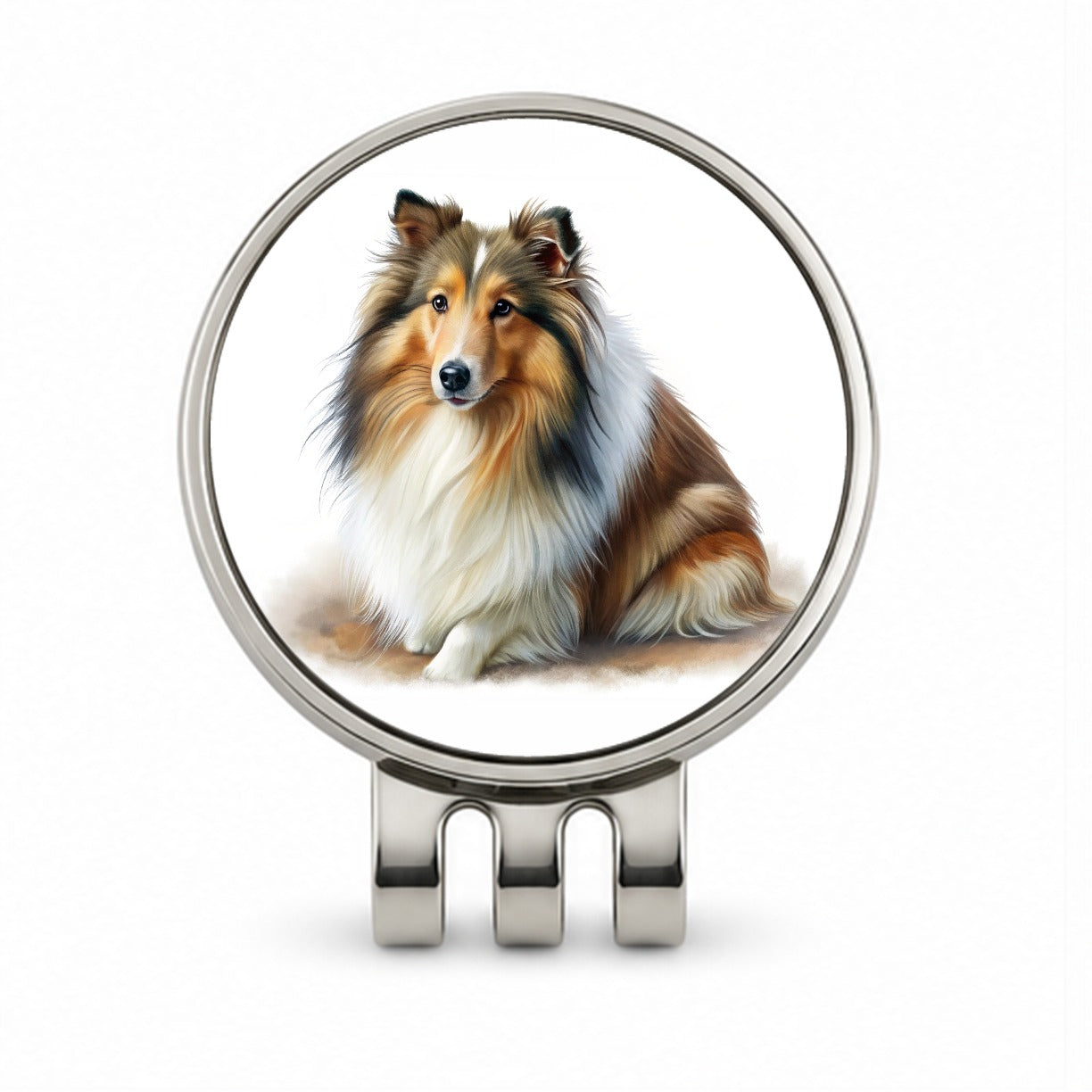 Shetland Sheepdog Sheltie Dog Illustration Golf Hat Clip with Ball Marker