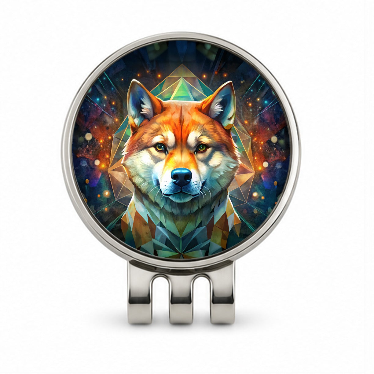 Shiba Inu Dog Abstract Art Golf Hat Clip with Ball Marker