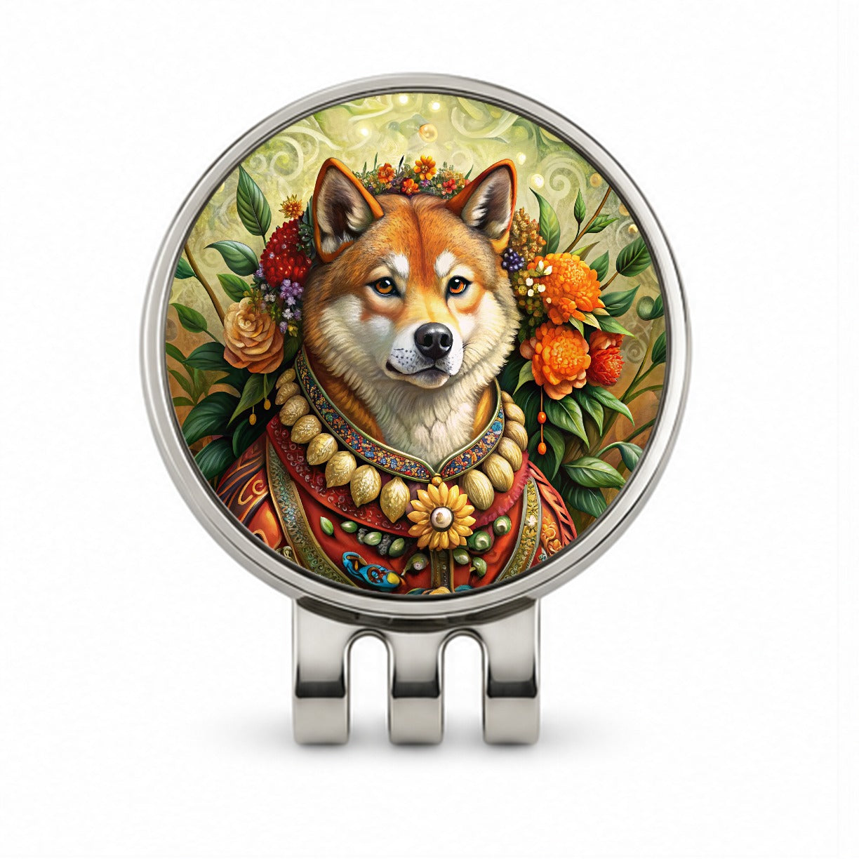 Shiba Inu Dog French Bohemian Art Golf Hat Clip with Ball Marker