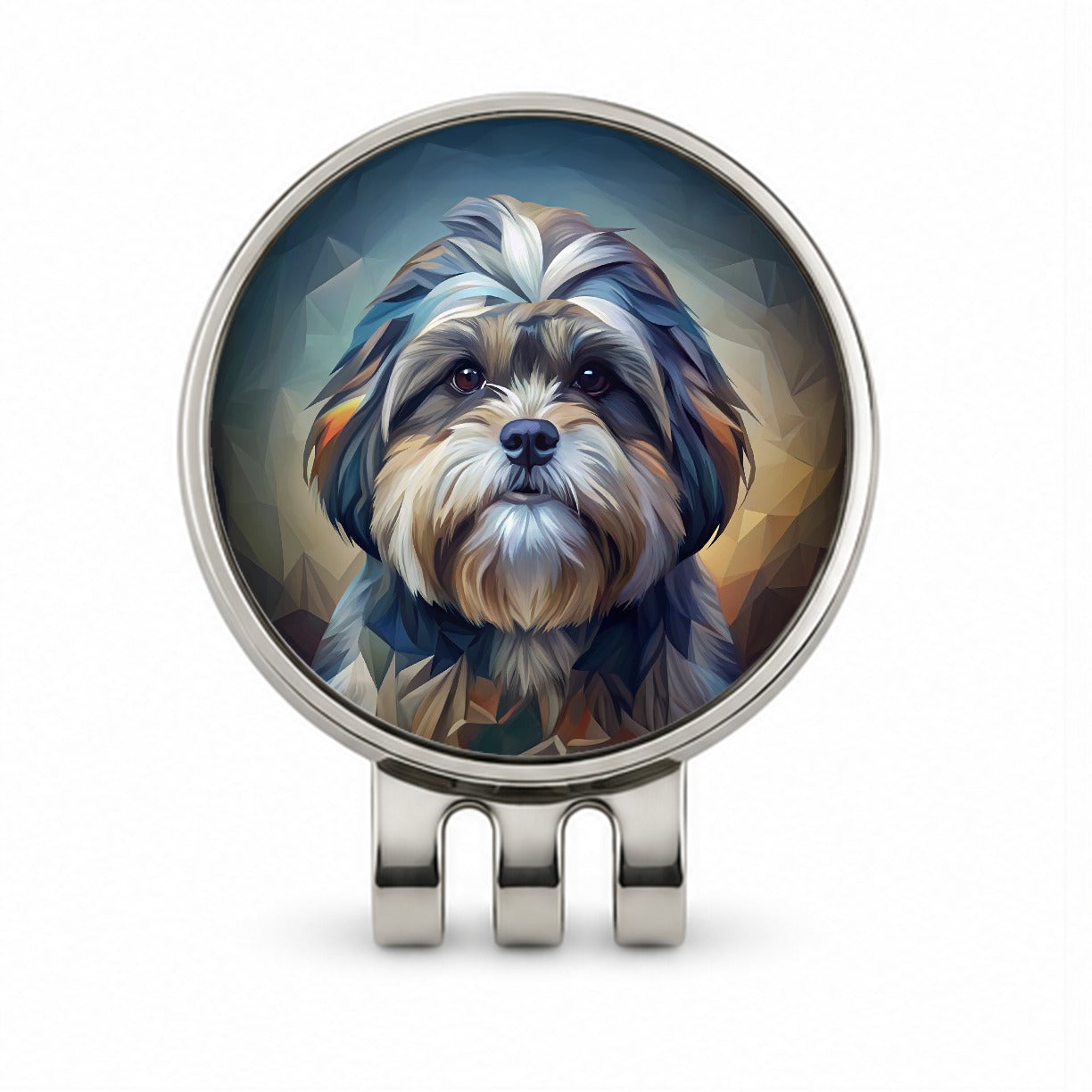 Shih Tzu Dog Abstract Stylized Art Golf Hat Clip with Ball Marker