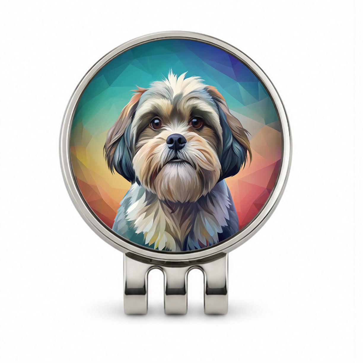Shih Tzu Dog Contemporary Art Golf Hat Clip with Ball Marker