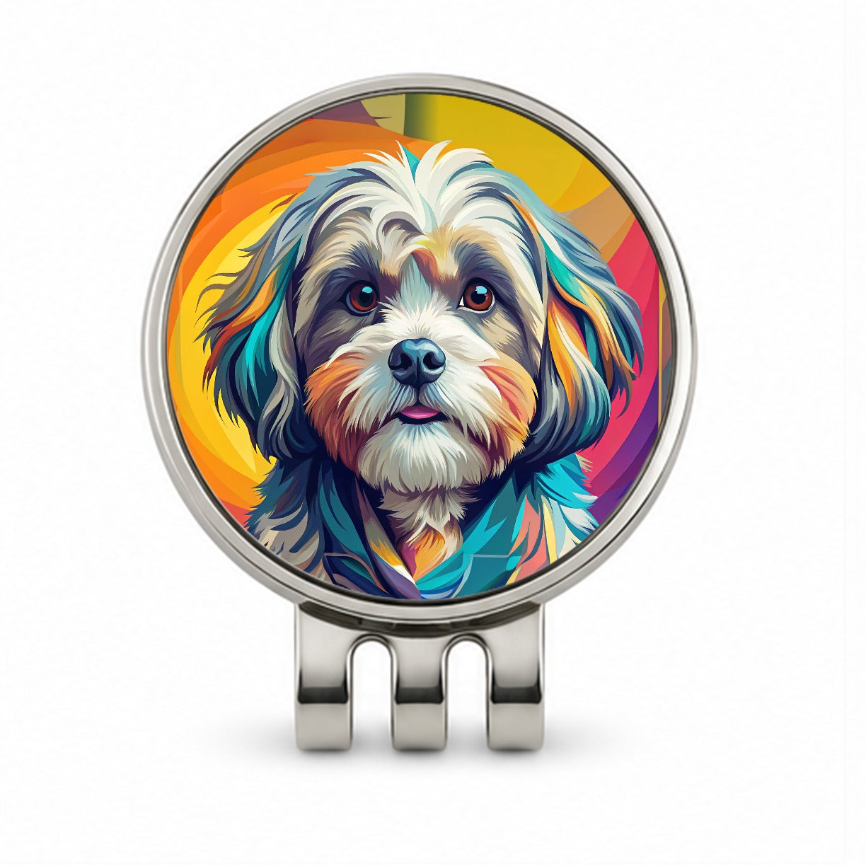 Shih Tzu Dog Pop Art Golf Hat Clip with Ball Marker