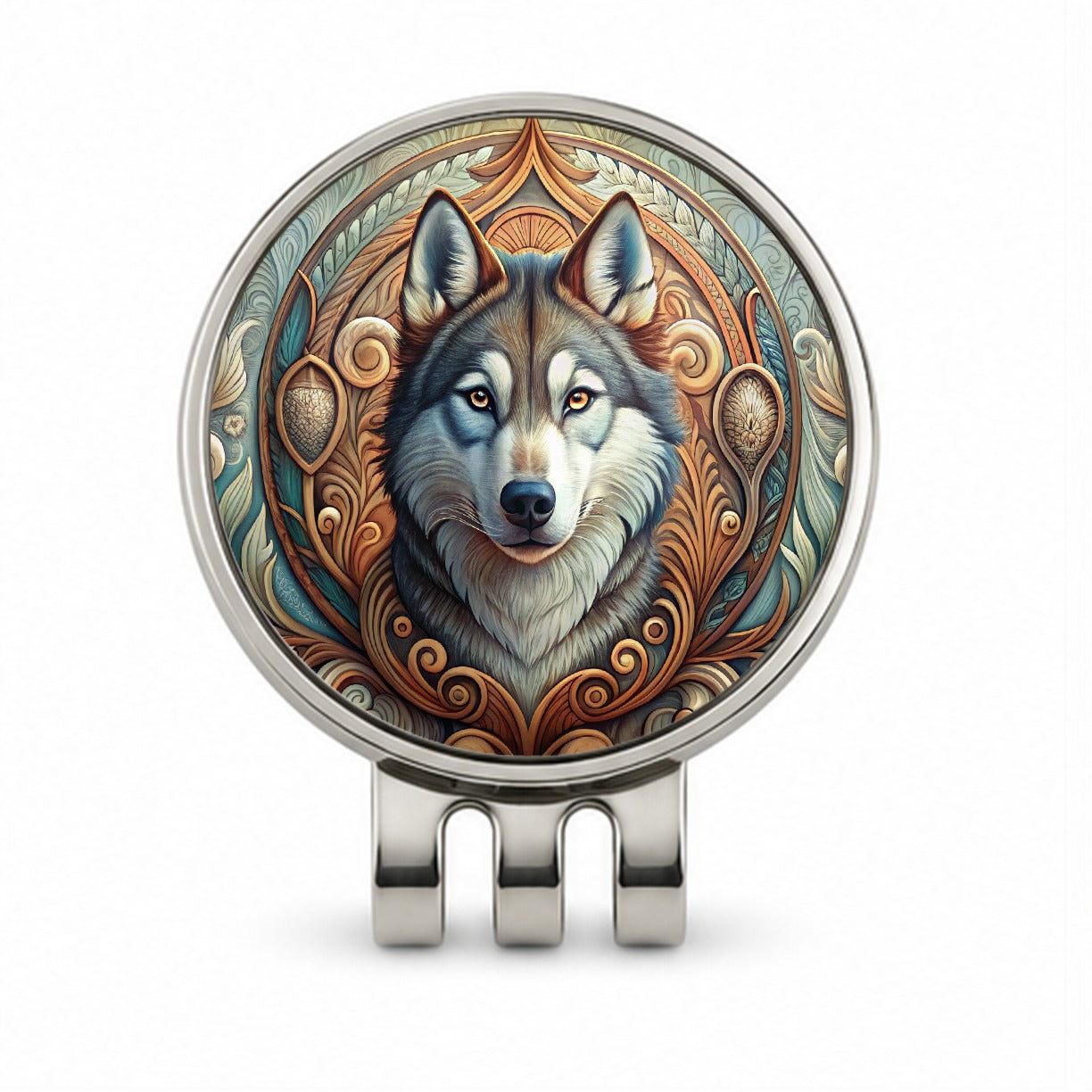 Siberian Husky Dog Art Nouveau Golf Hat Clip with Ball Marker