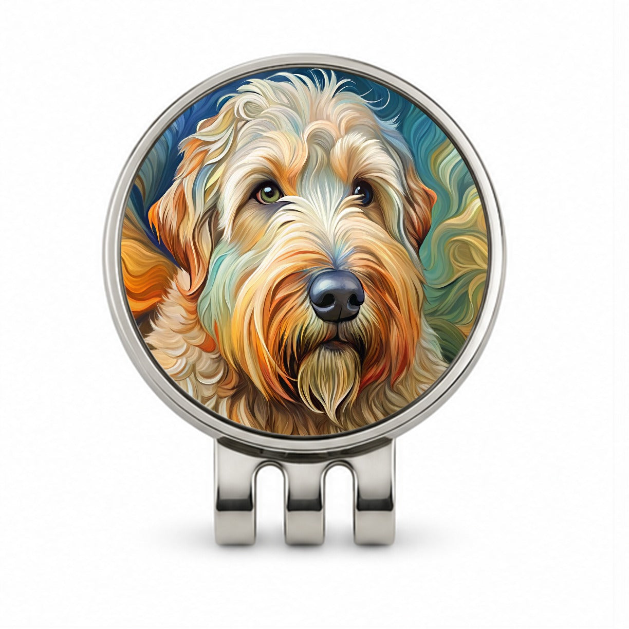 Soft Coated Wheaten Terrier Dog Abstract Art Golf Hat Clip with Ball Marker