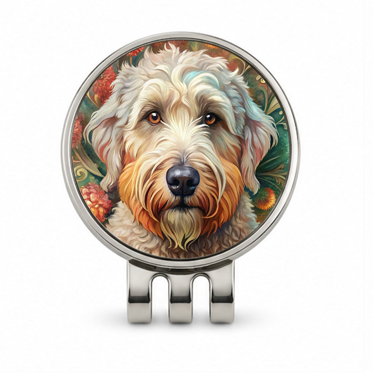 Soft Coated Wheaten Terrier Dog Bohemian Art Golf Hat Clip with Ball Marker
