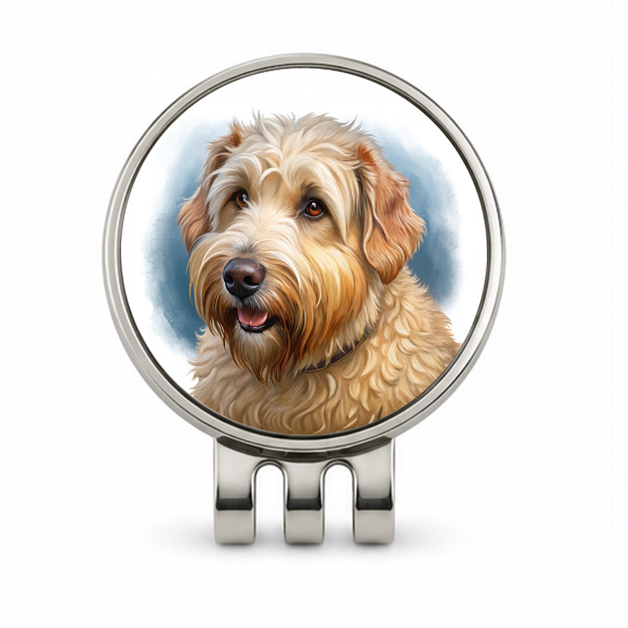 Soft Coated Wheaten Terrier Dog Illustration Golf Hat Clip with Ball Marker