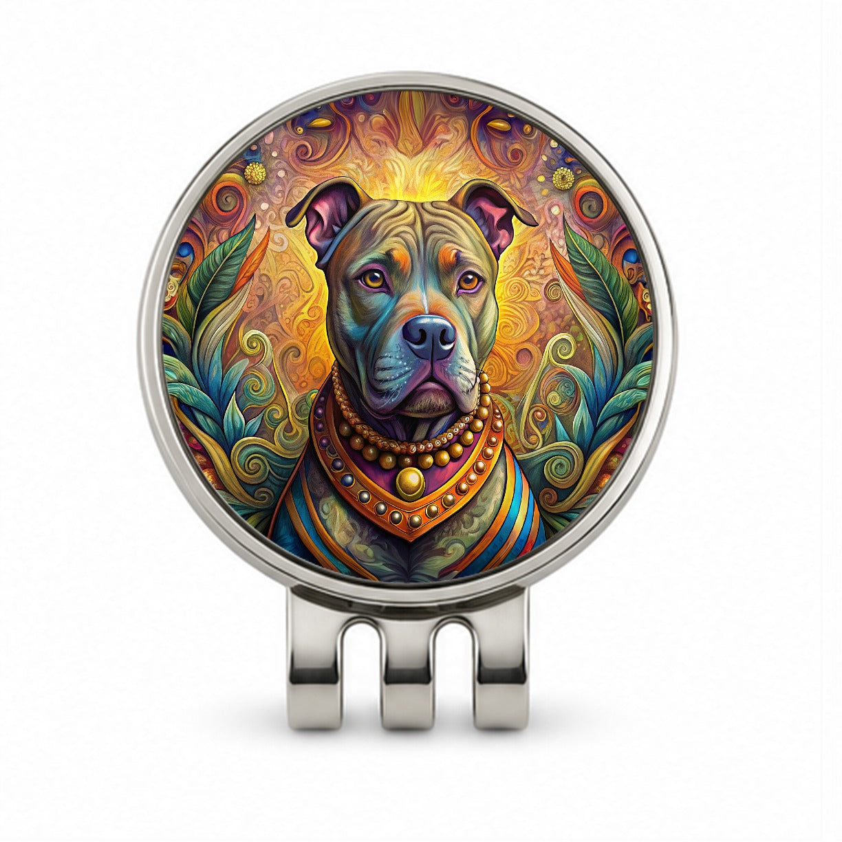 Staffordshire Bull Terrier Staffy Dog Bohemian Art Golf Hat Clip with Ball Marker
