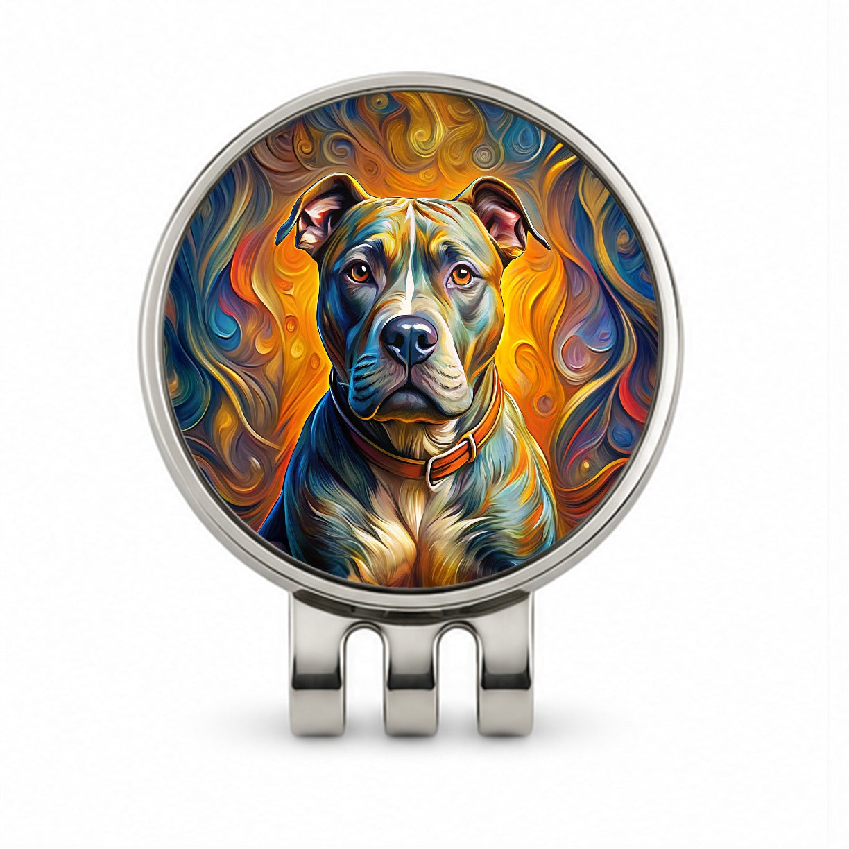 Staffordshire Bull Terrier Staffy Dog Expressionism Art Golf Hat Clip with Ball Marker