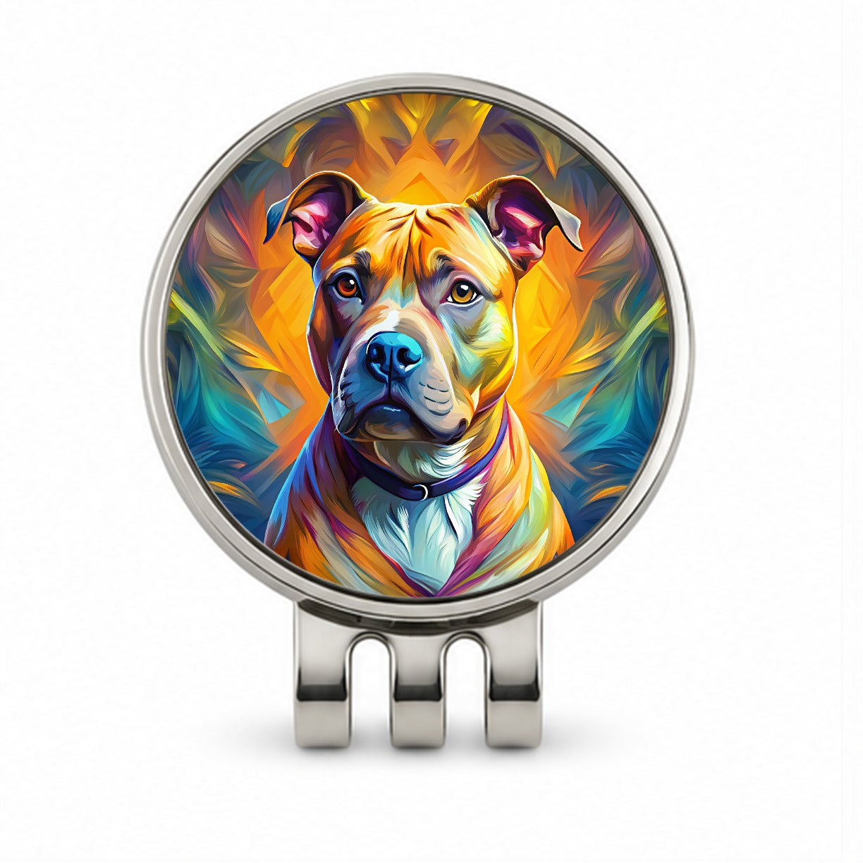 Staffordshire Bull Terrier Staffy Dog Pop Art Golf Hat Clip with Ball Marker