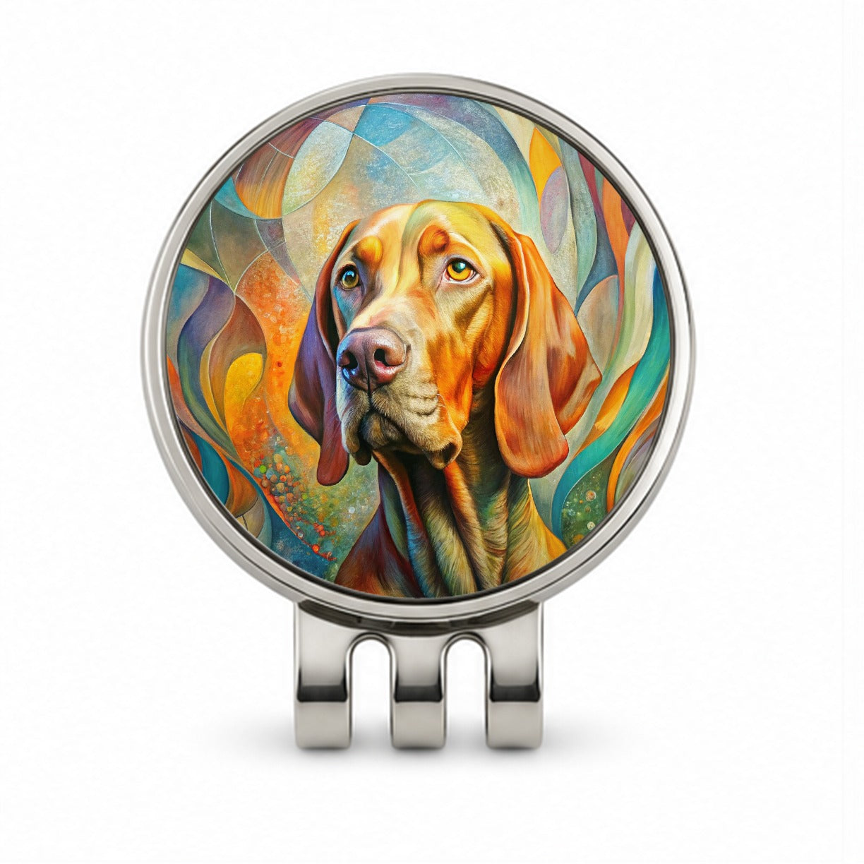 Vizsla Dog Abstract Art Golf Hat Clip with Ball Marker