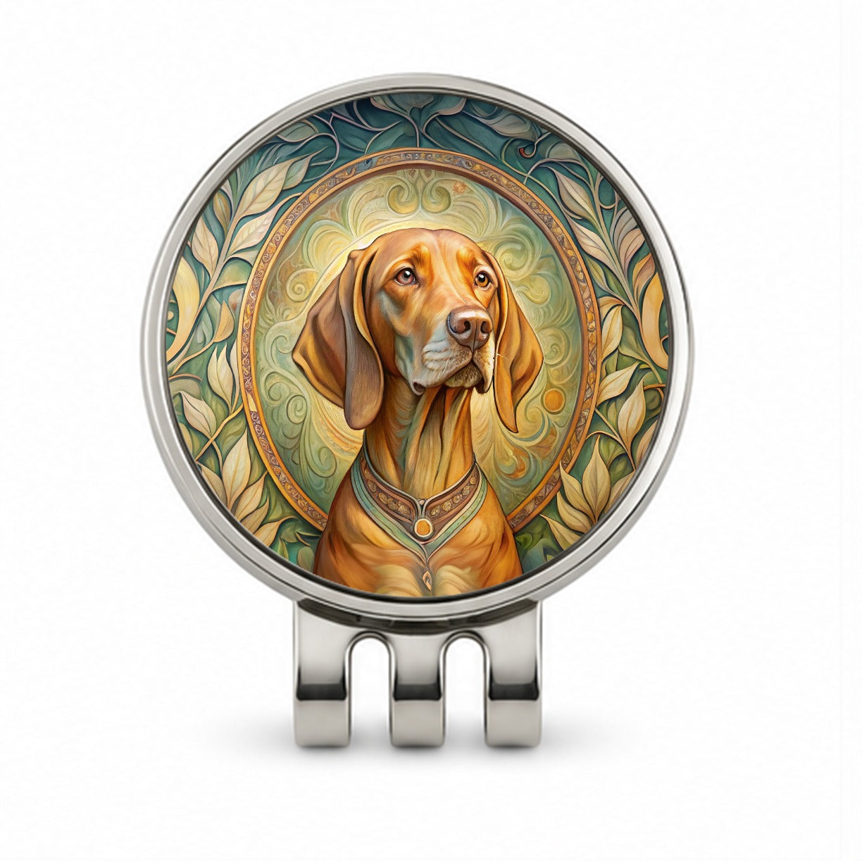 Vizsla Dog Art Nouveau Golf Hat Clip with Ball Marker