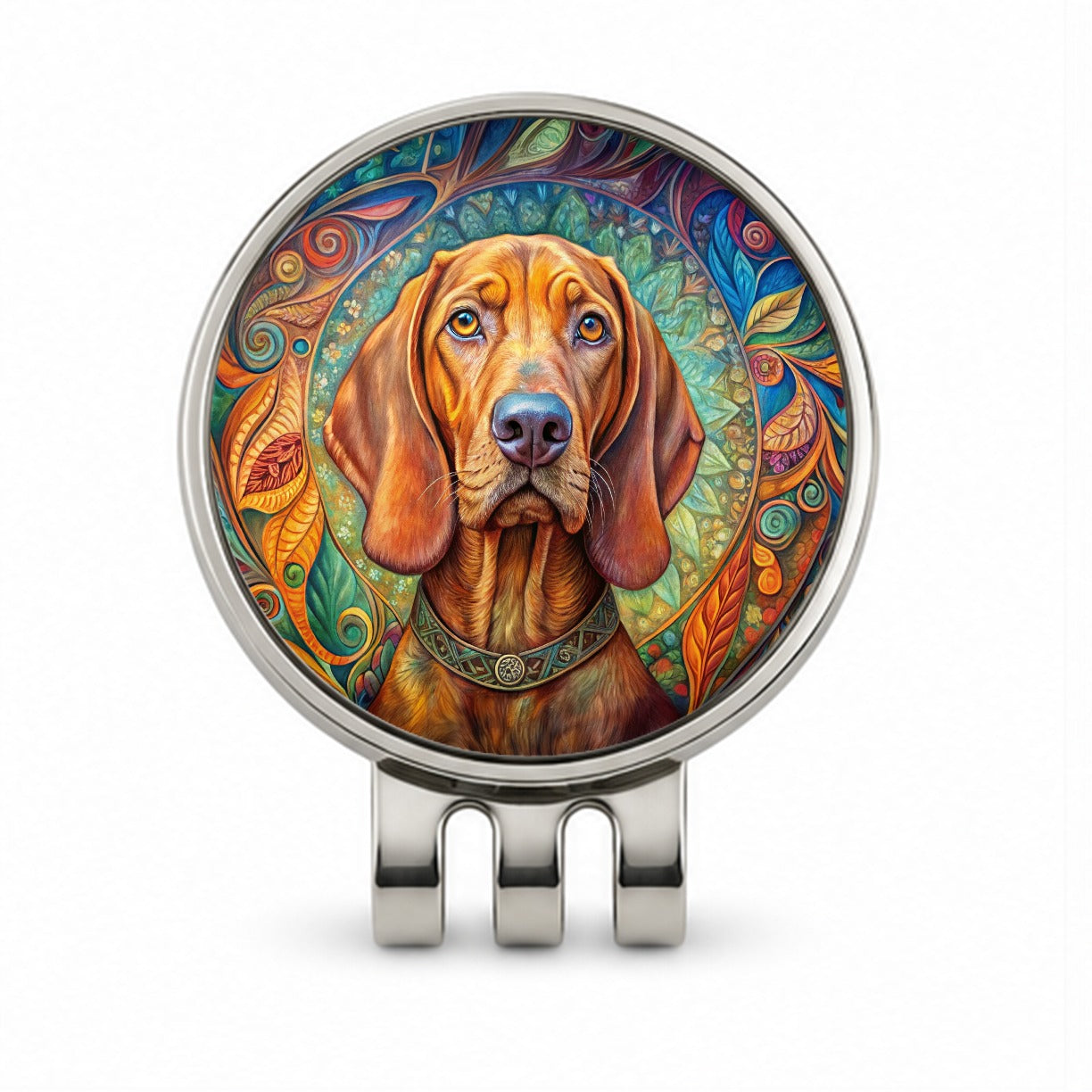 Vizsla Dog Bohemian Art Golf Hat Clip with Ball Marker