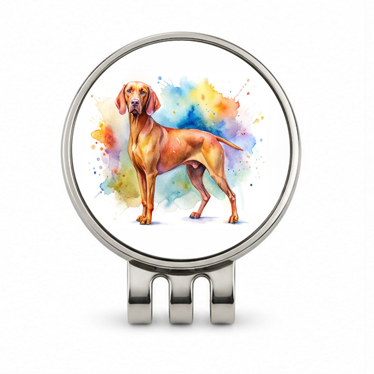 Vizsla Dog Watercolor Style Golf Hat Clip with Ball Marker