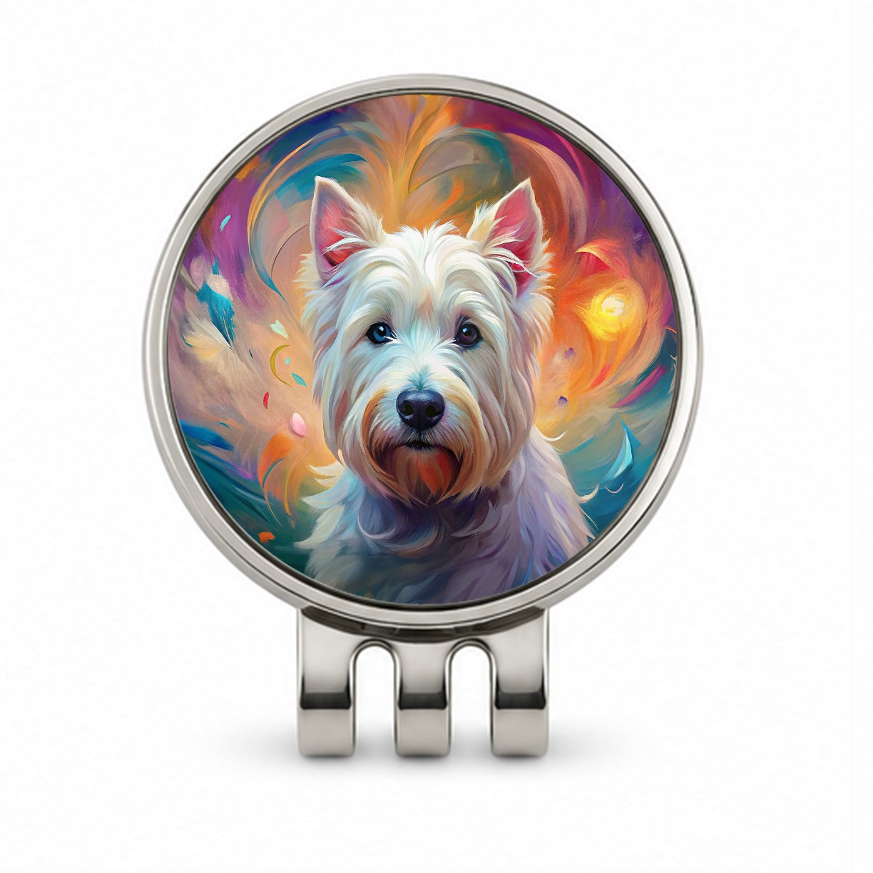 West Highland White Terrier Westie Dog Abstract Art Golf Hat Clip with Ball Marker