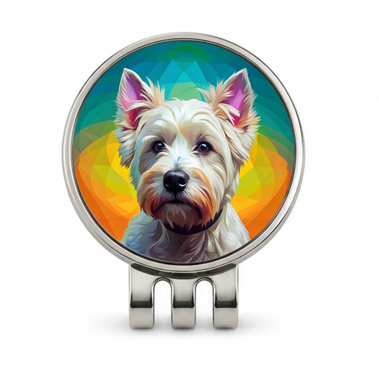 West Highland White Terrier Westie Dog Pop Art Golf Hat Clip with Ball Marker