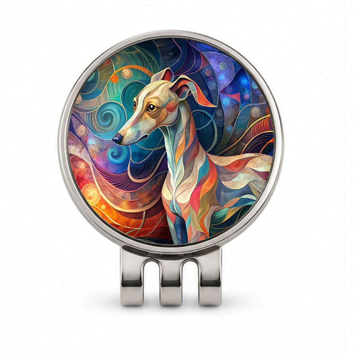 Whippet Dog Abstract Stylized Art Golf Hat Clip with Ball Marker