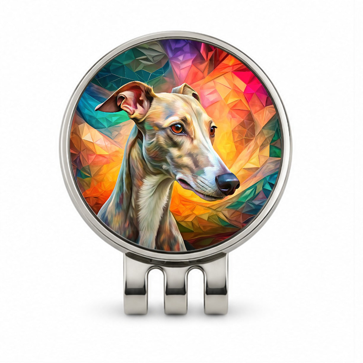 Whippet Dog Pop Art Golf Hat Clip with Ball Marker