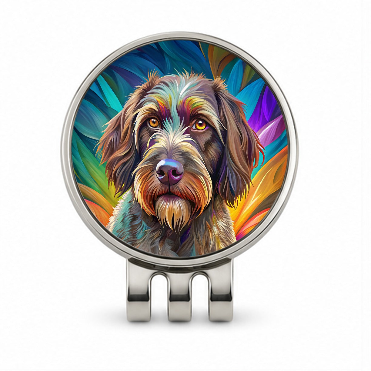 Wirehaired Pointing Griffon Dog Pop Art Golf Hat Clip with Ball Marker