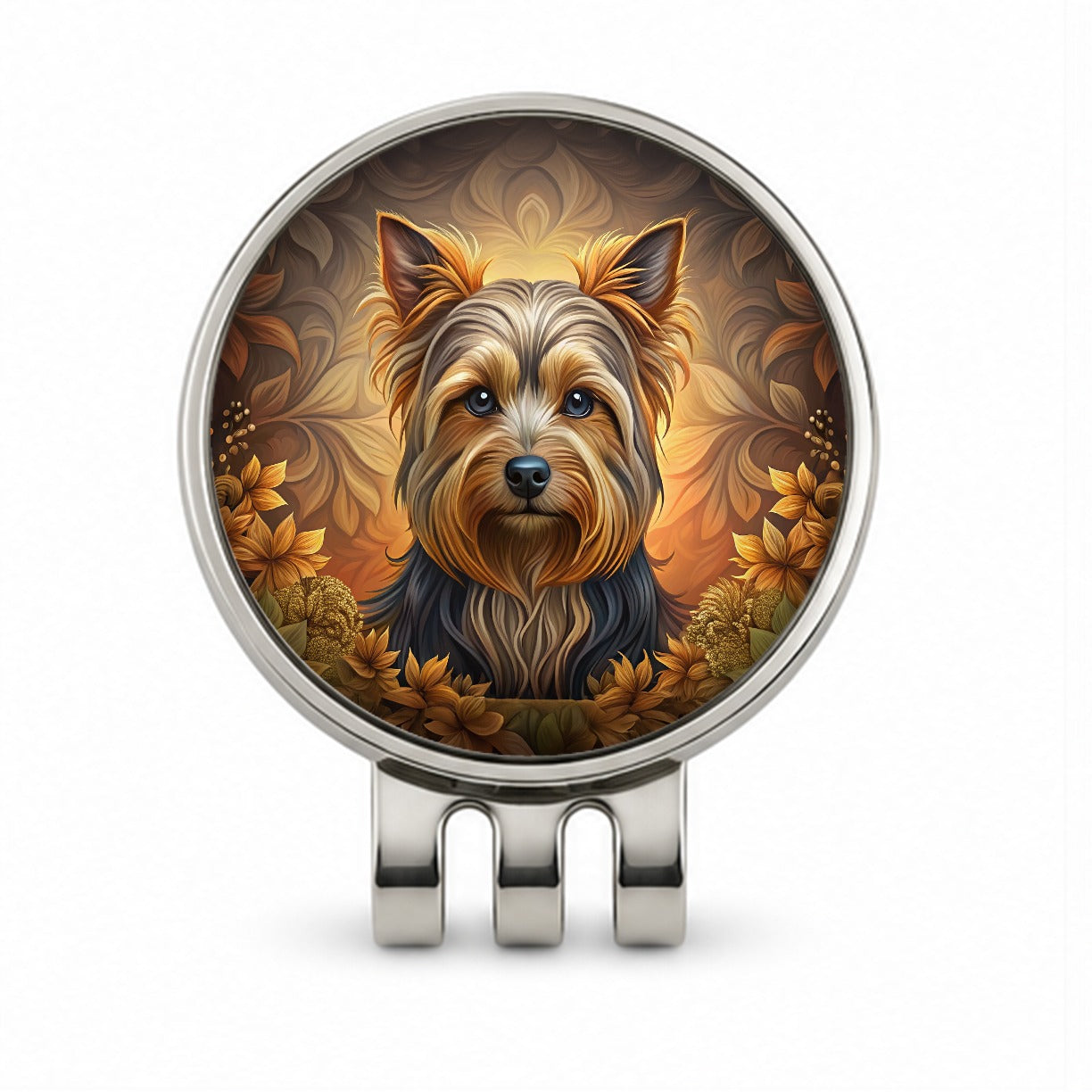 Yorkshire Terrier Yorkie Dog Art Nouveau Golf Hat Clip with Ball Marker