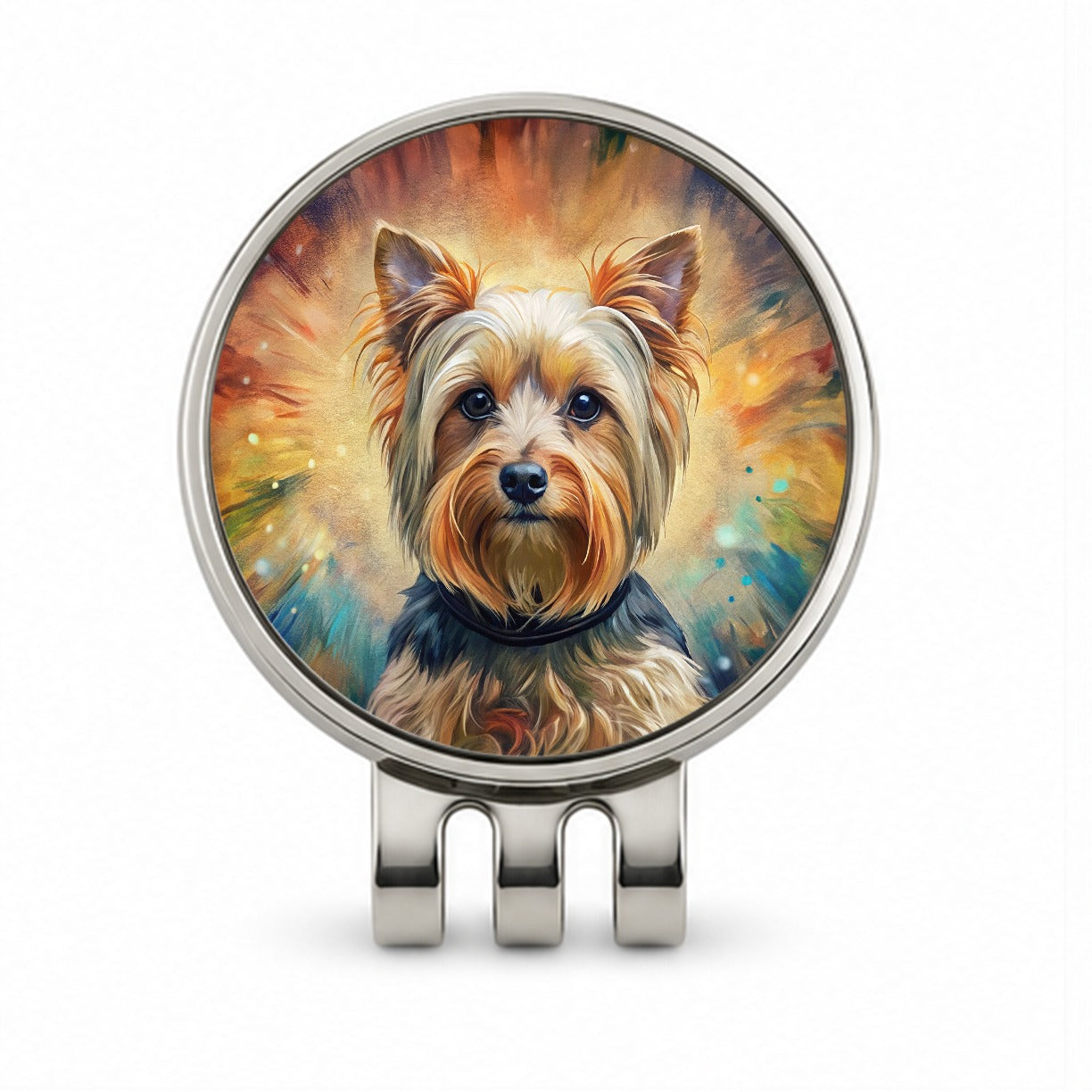 Yorkshire Terrier Yorkie French Bohemian Art Golf Hat Clip with Ball Marker