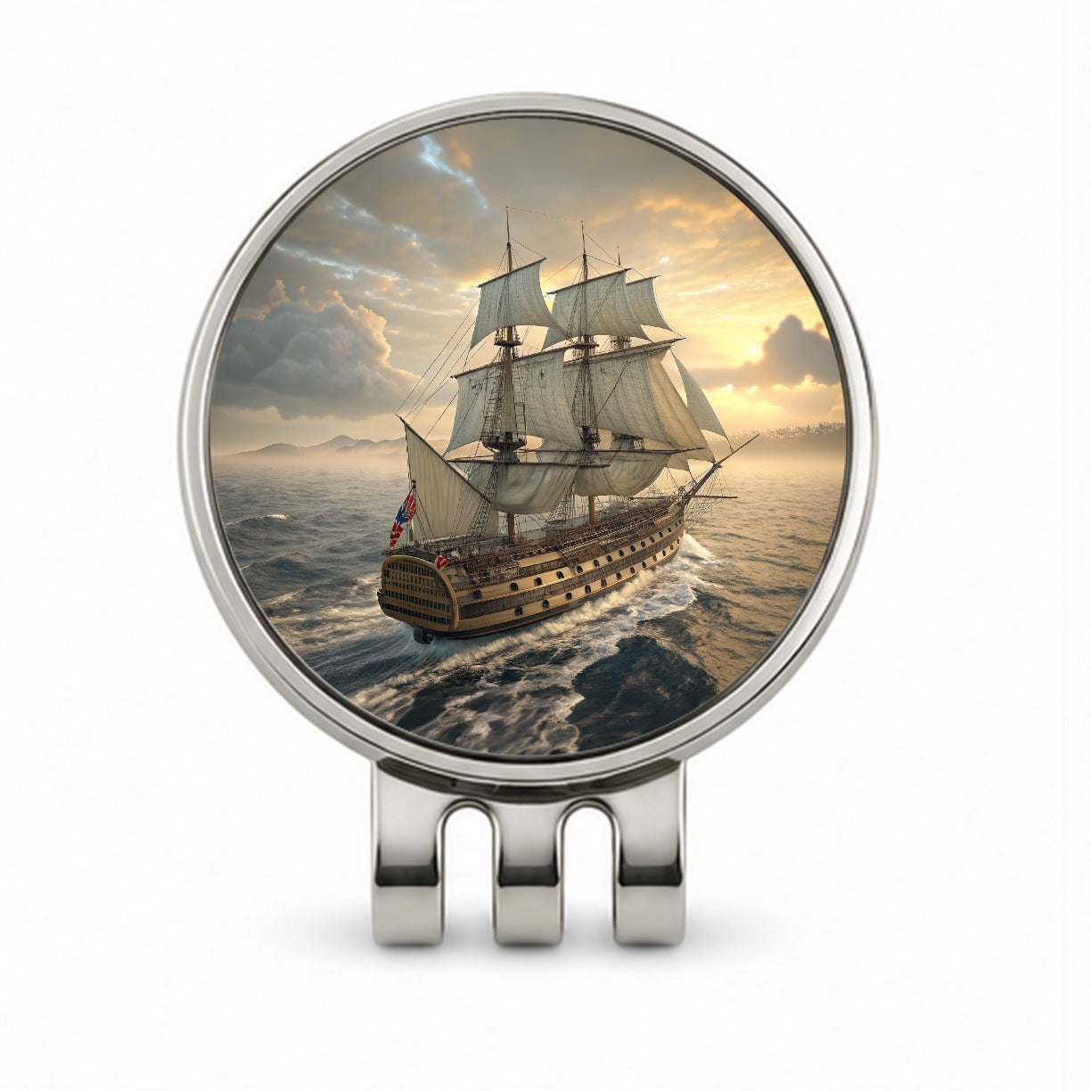18th Century Warship Ship Of The Line At Sea Golf Hat Clip with Ball Marker