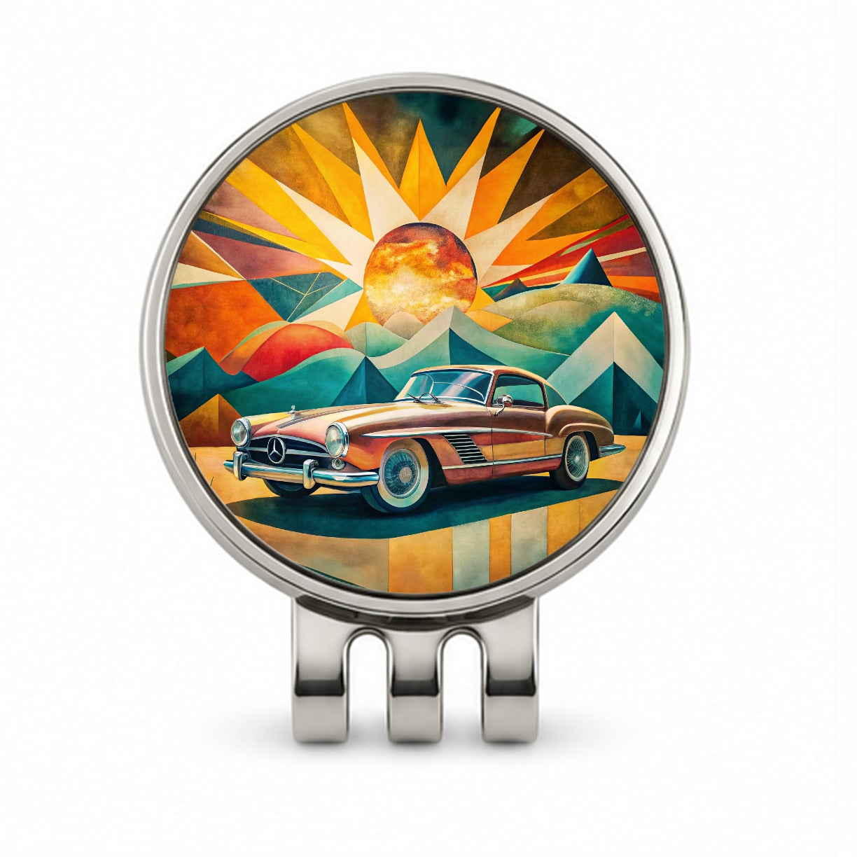 Classic Retro German Car Art Golf Hat Clip with Ball Marker
