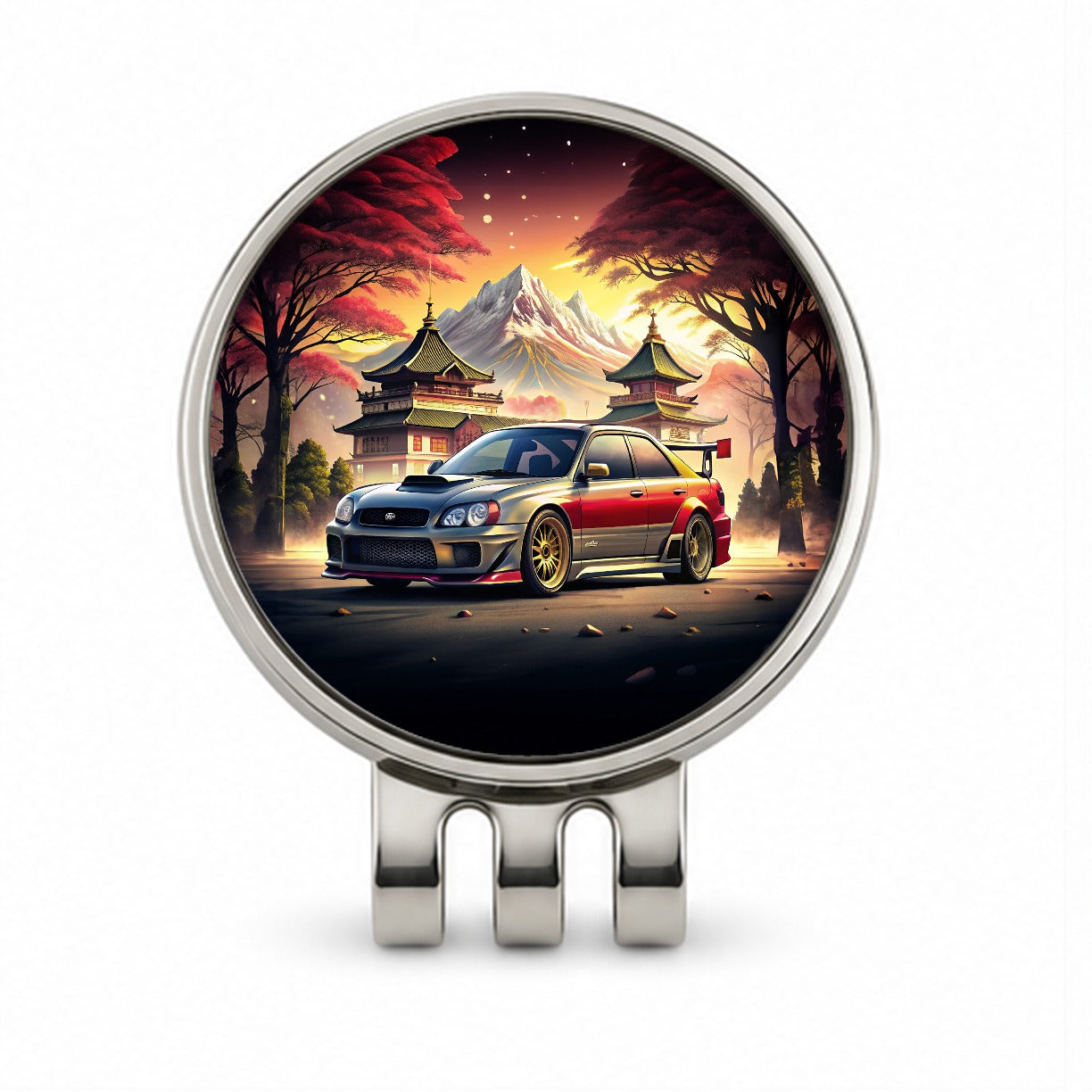 Japanese JDM Tuner Car Art Landscape Golf Hat Clip with Ball Marker