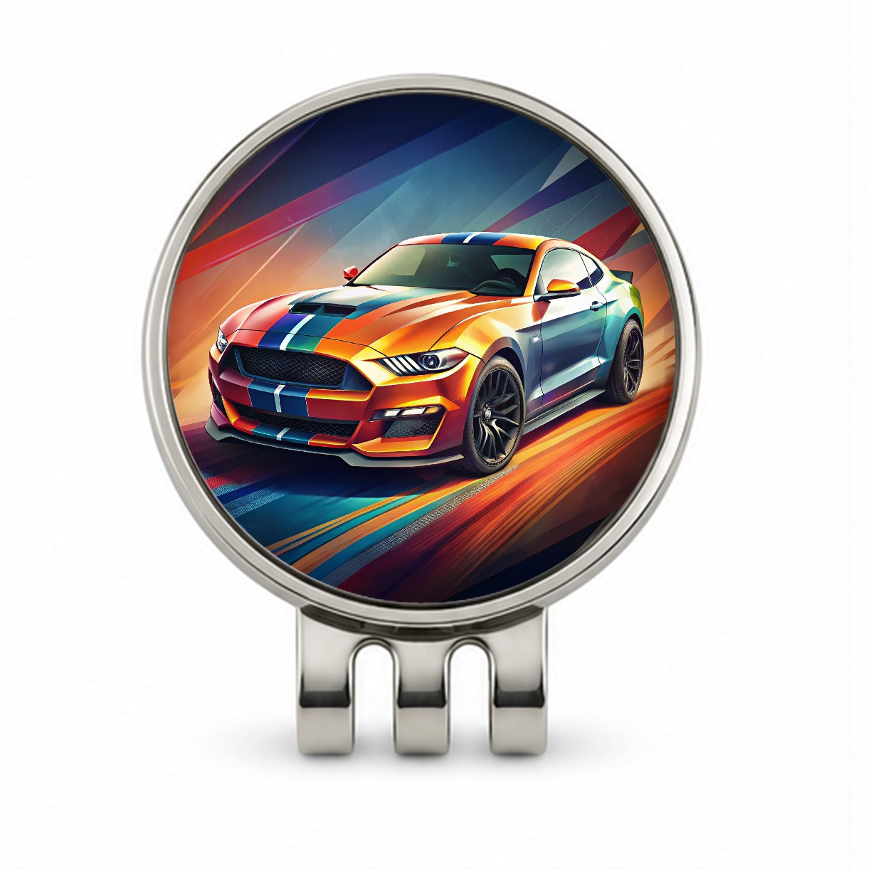 Modern Muscle Car Art Golf Hat Clip with Ball Marker