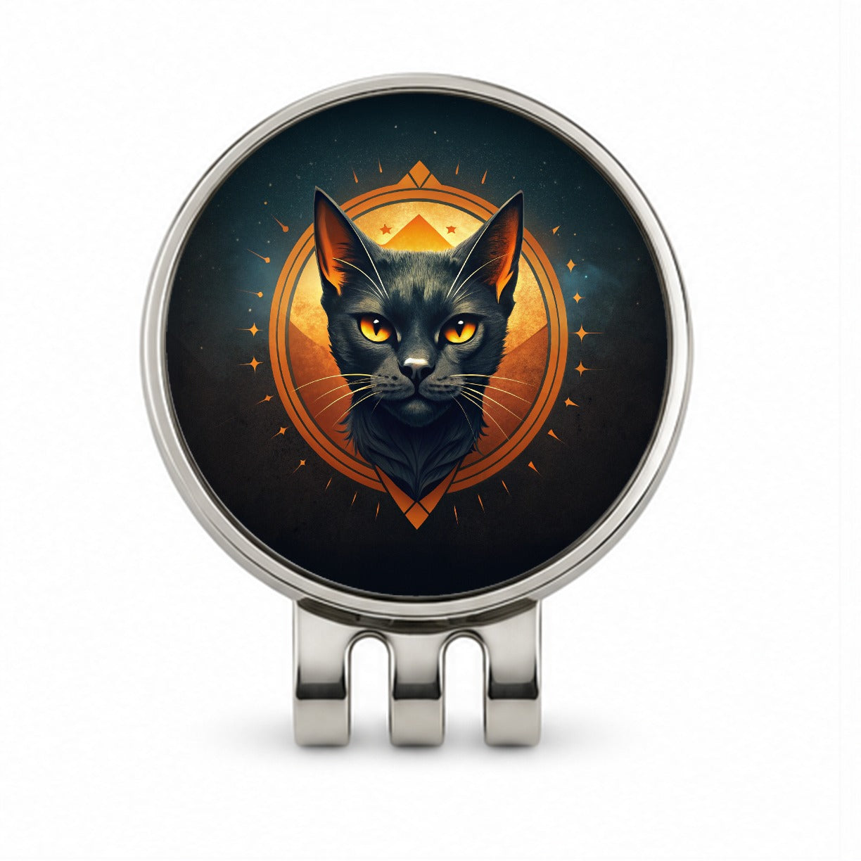 Noir Black Cat Design Golf Hat Clip with Ball Marker