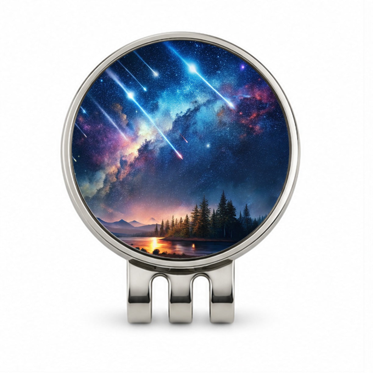 Sci-fi Colorful Meteor Shower Golf Hat Clip with Ball Marker