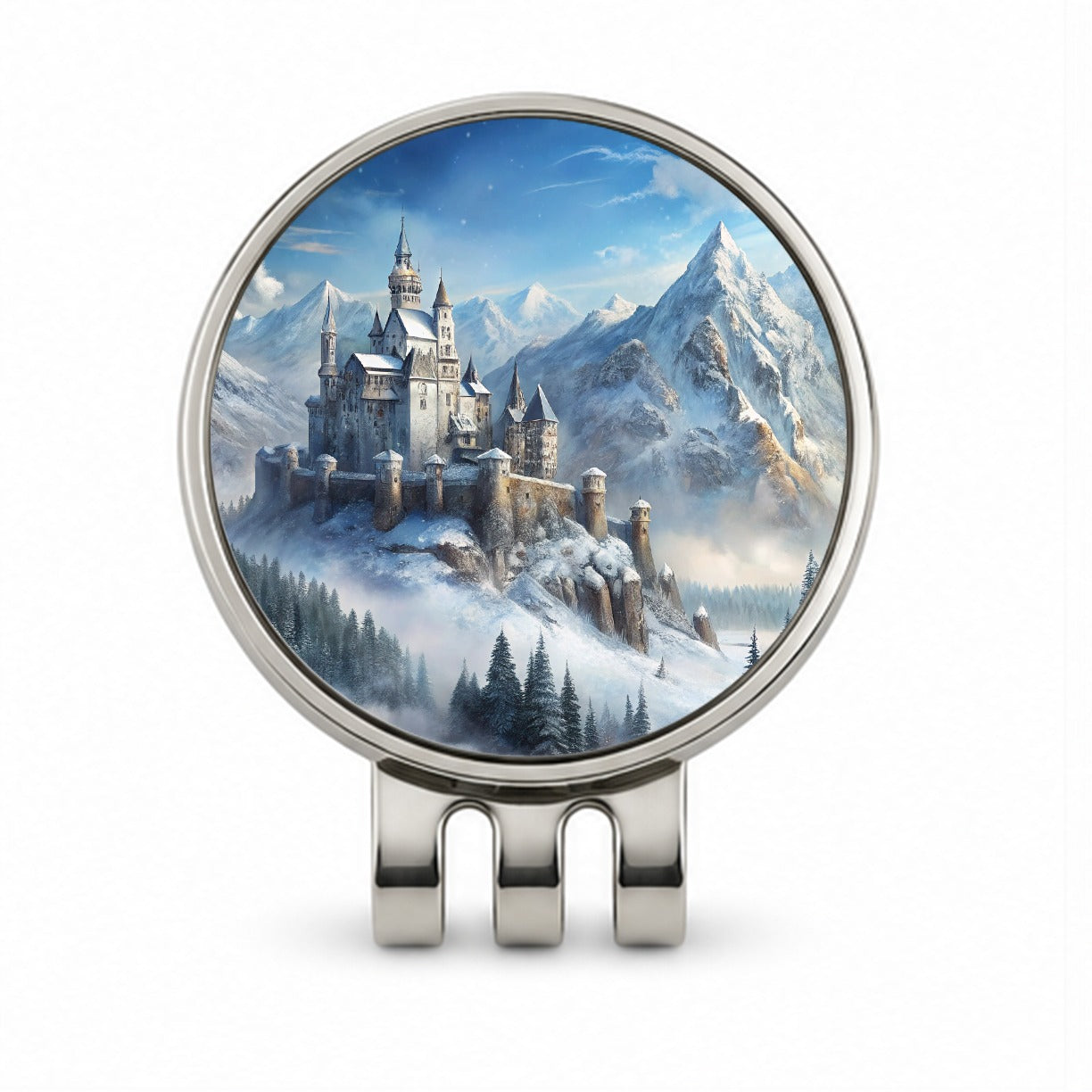 Snow Covered Castle In Mountains Landscape Golf Hat Clip with Ball Marker