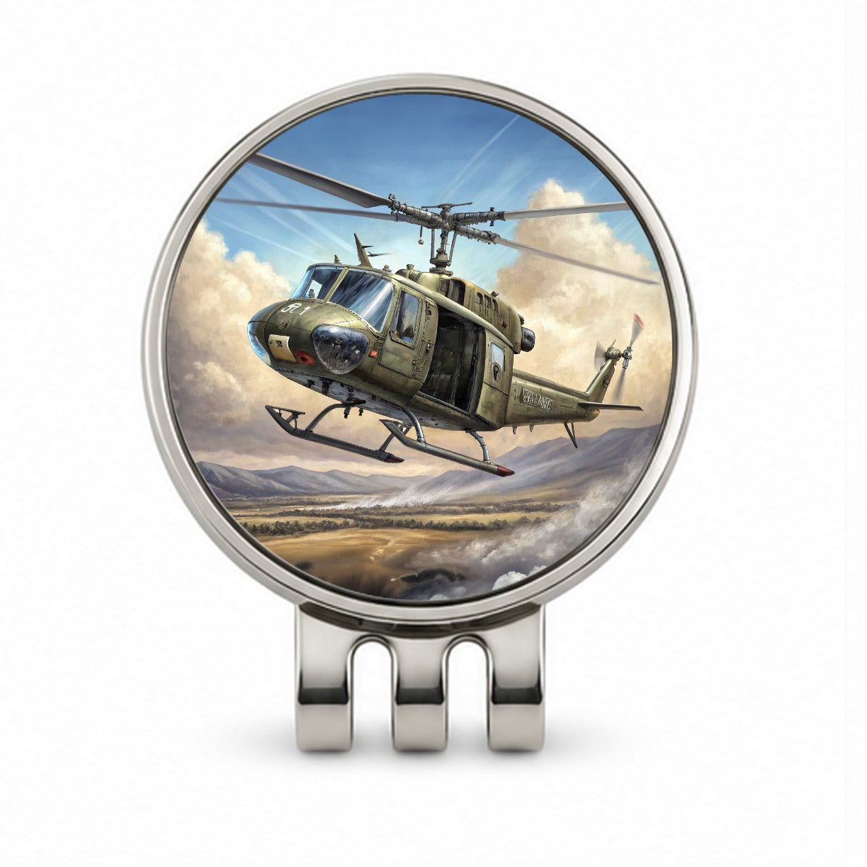 UH-1 Iroquois Huey Helicopter Vietnam War Era Golf Hat Clip with Ball Marker