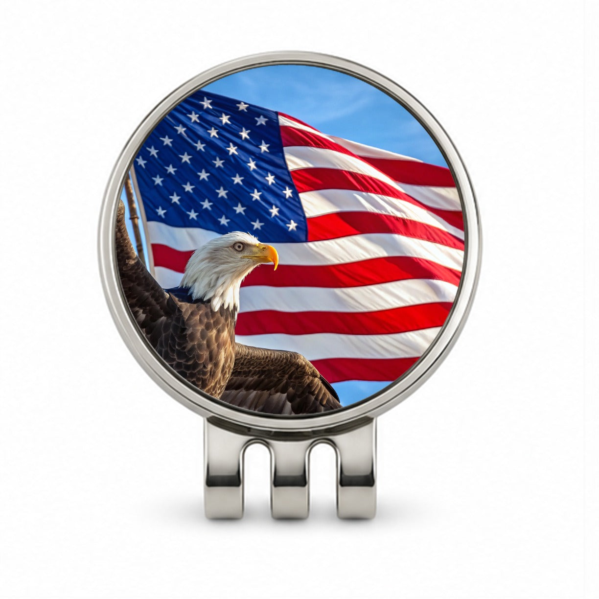 Eagle And American Flag USA United States Golf Hat Clip with Ball Marker