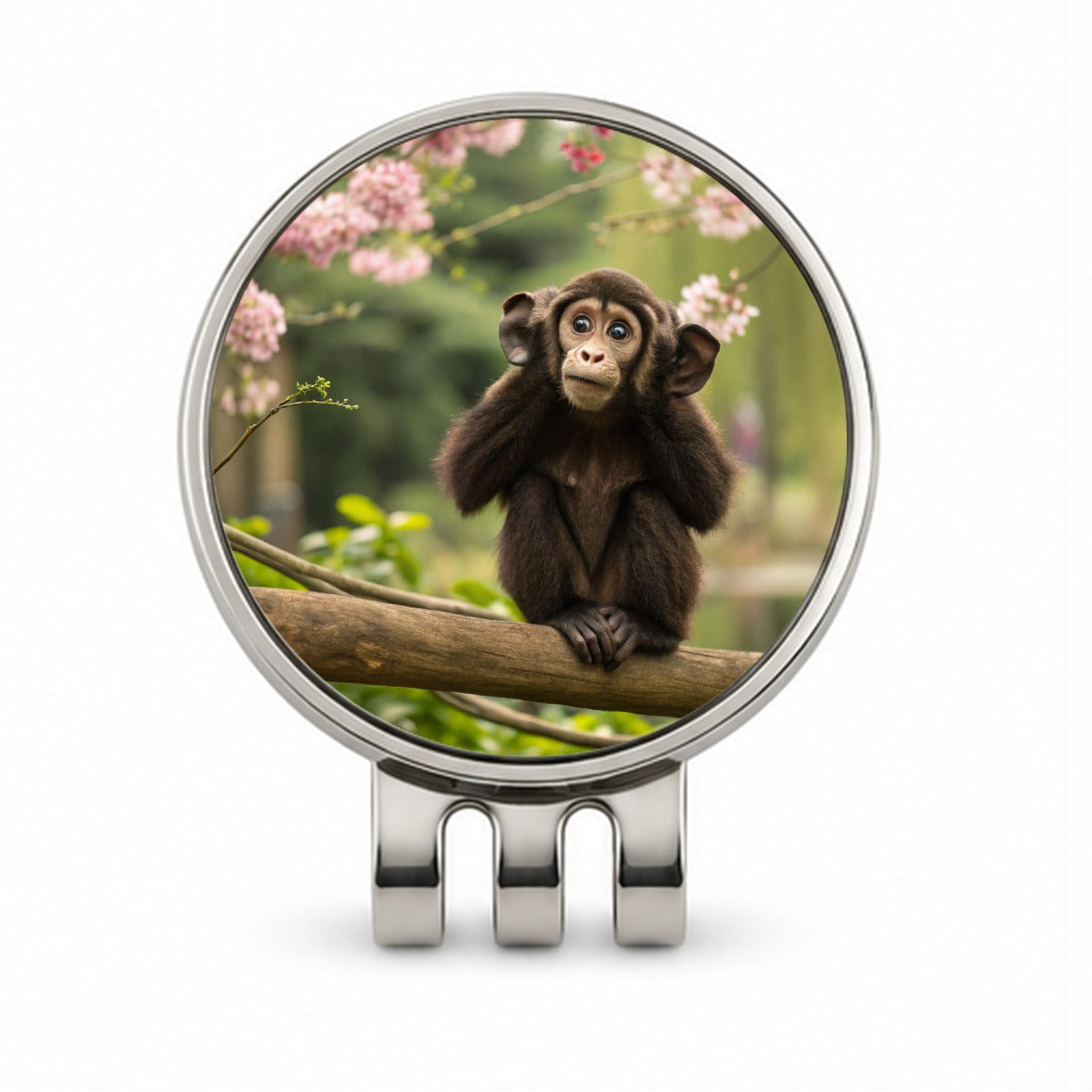 Hear No Evil Cute Monkey Golf Hat Clip with Ball Marker