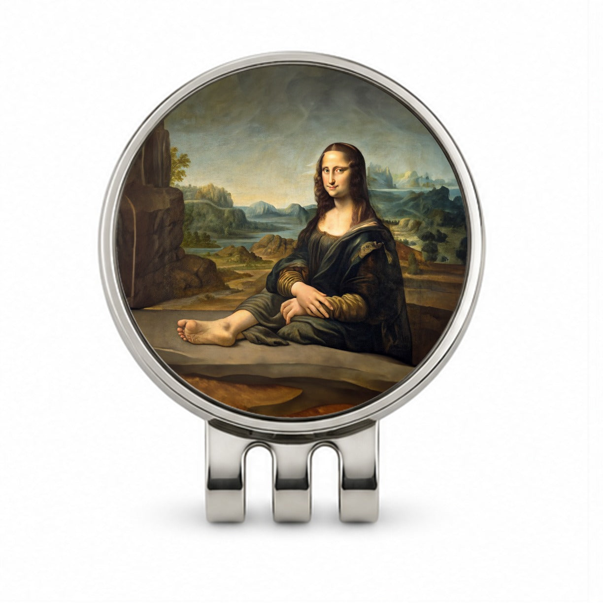 Mona Lisa With Foot Funny Golf Hat Clip with Ball Marker