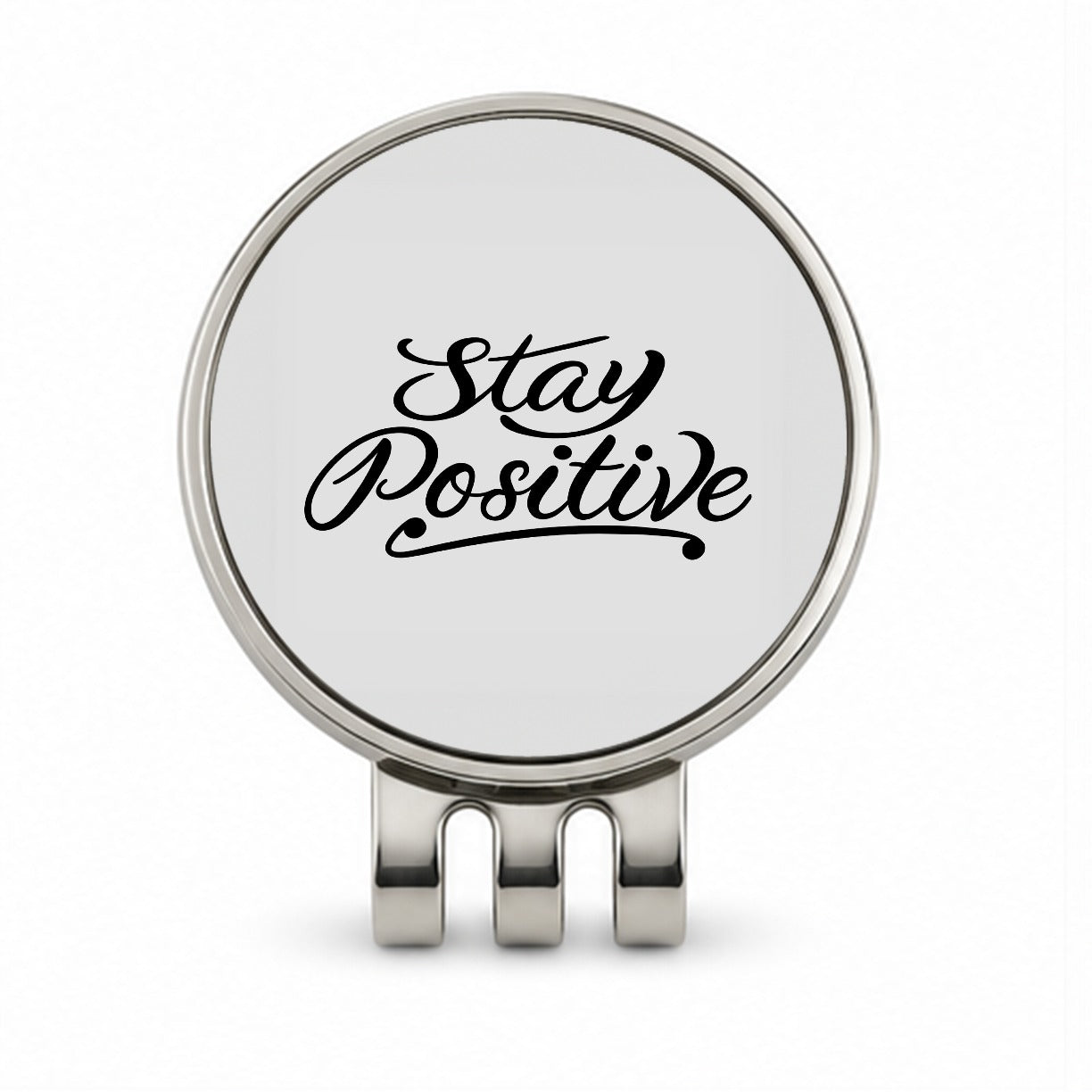 Stay Positive Golf Hat Clip with Ball Marker