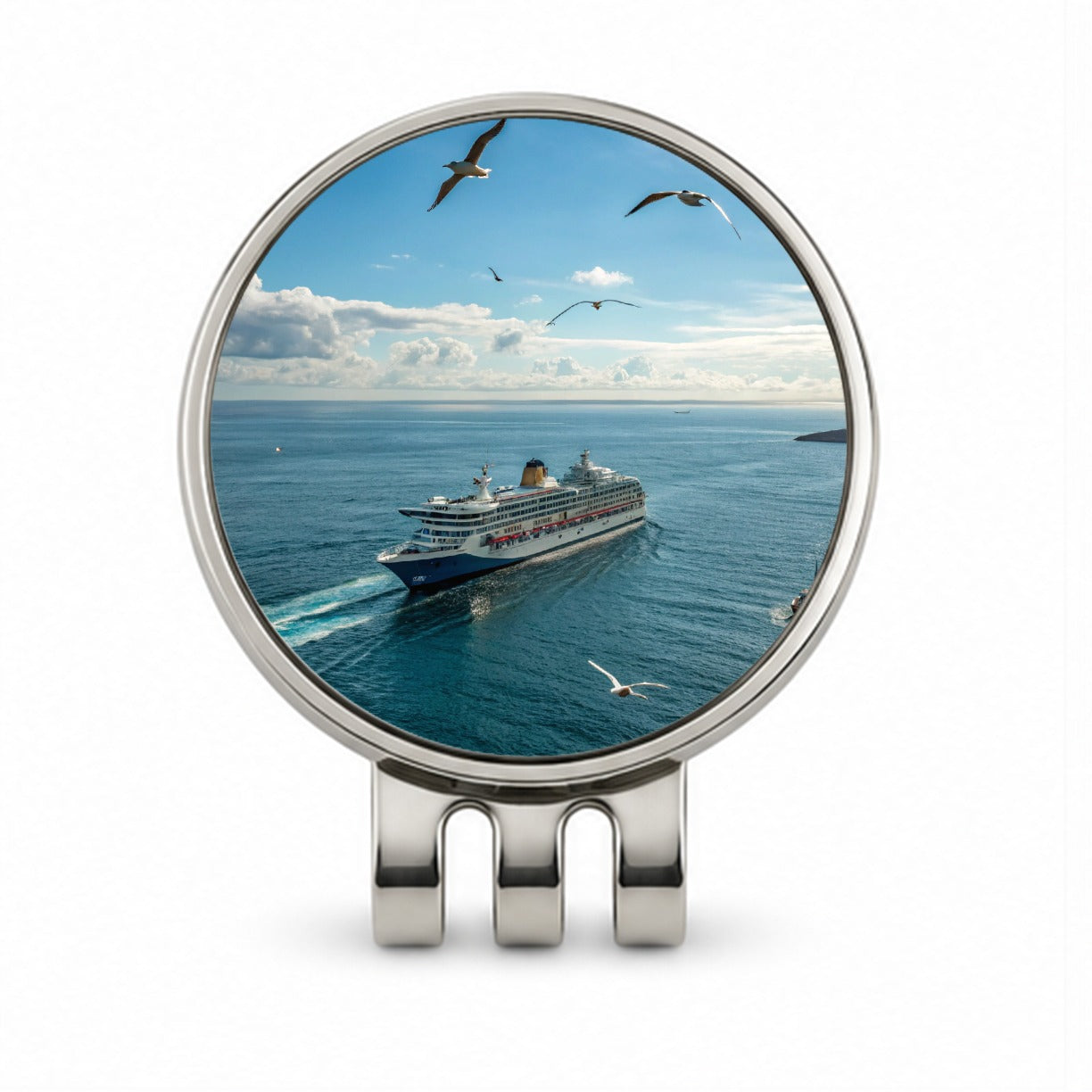 Cruise Ship Ocean Traveling Golf Hat Clip with Ball Marker