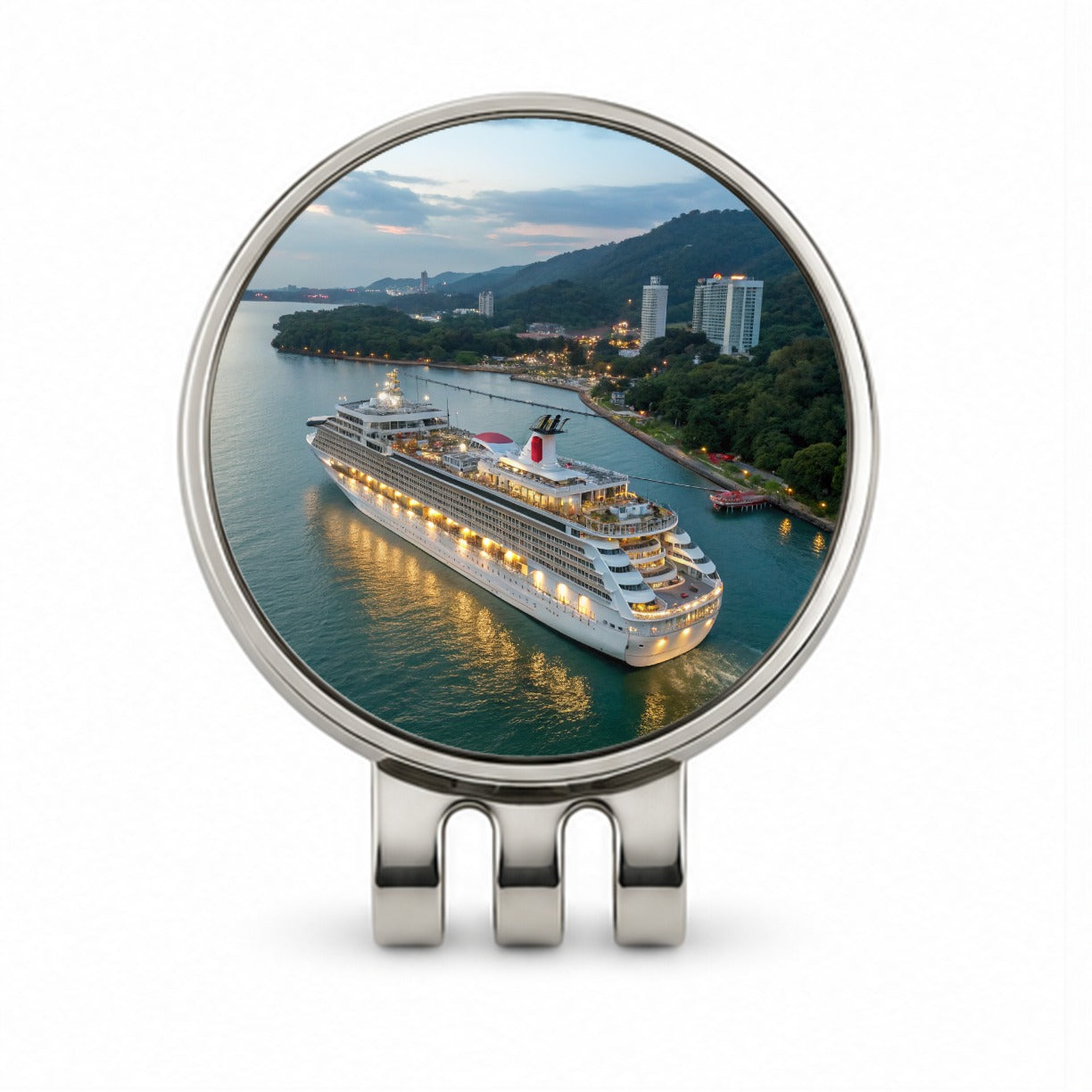 Cruise Ship Travel Vacation Golf Hat Clip with Ball Marker