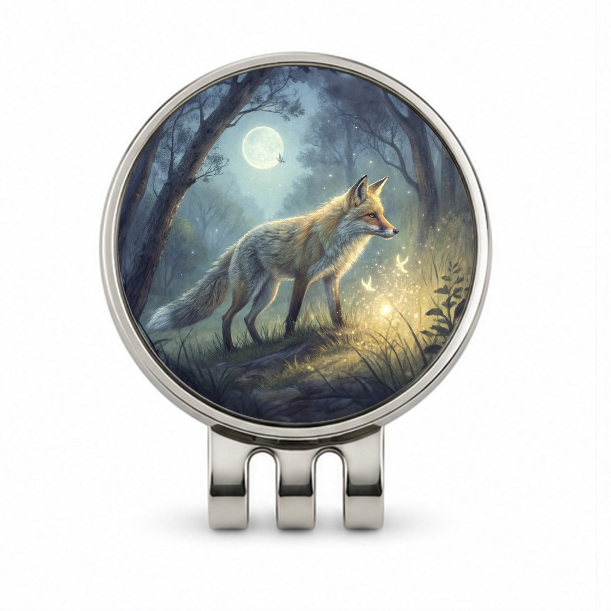 Fox At Night Golf Hat Clip with Ball Marker