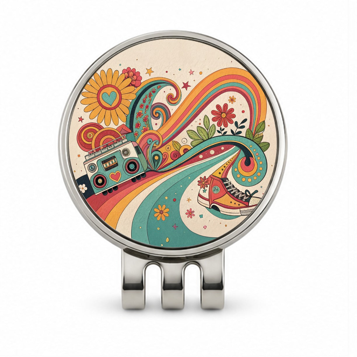 Groovy Design 70's Golf Hat Clip with Ball Marker