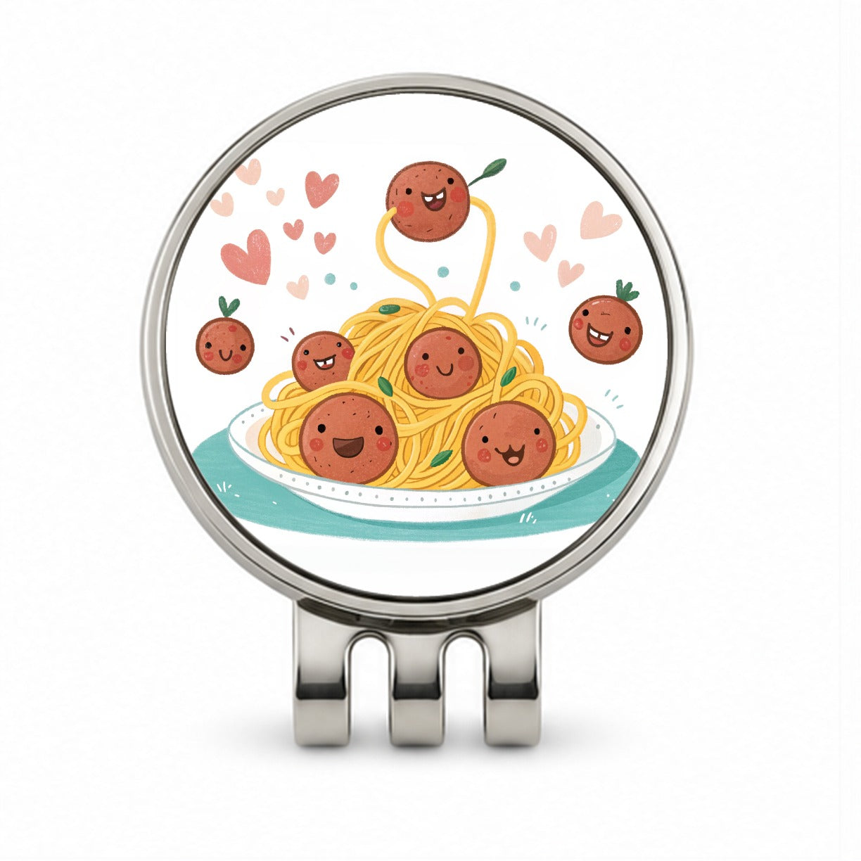 Kawaii Spaghetti And Meatballs Pasta Golf Hat Clip with Ball Marker