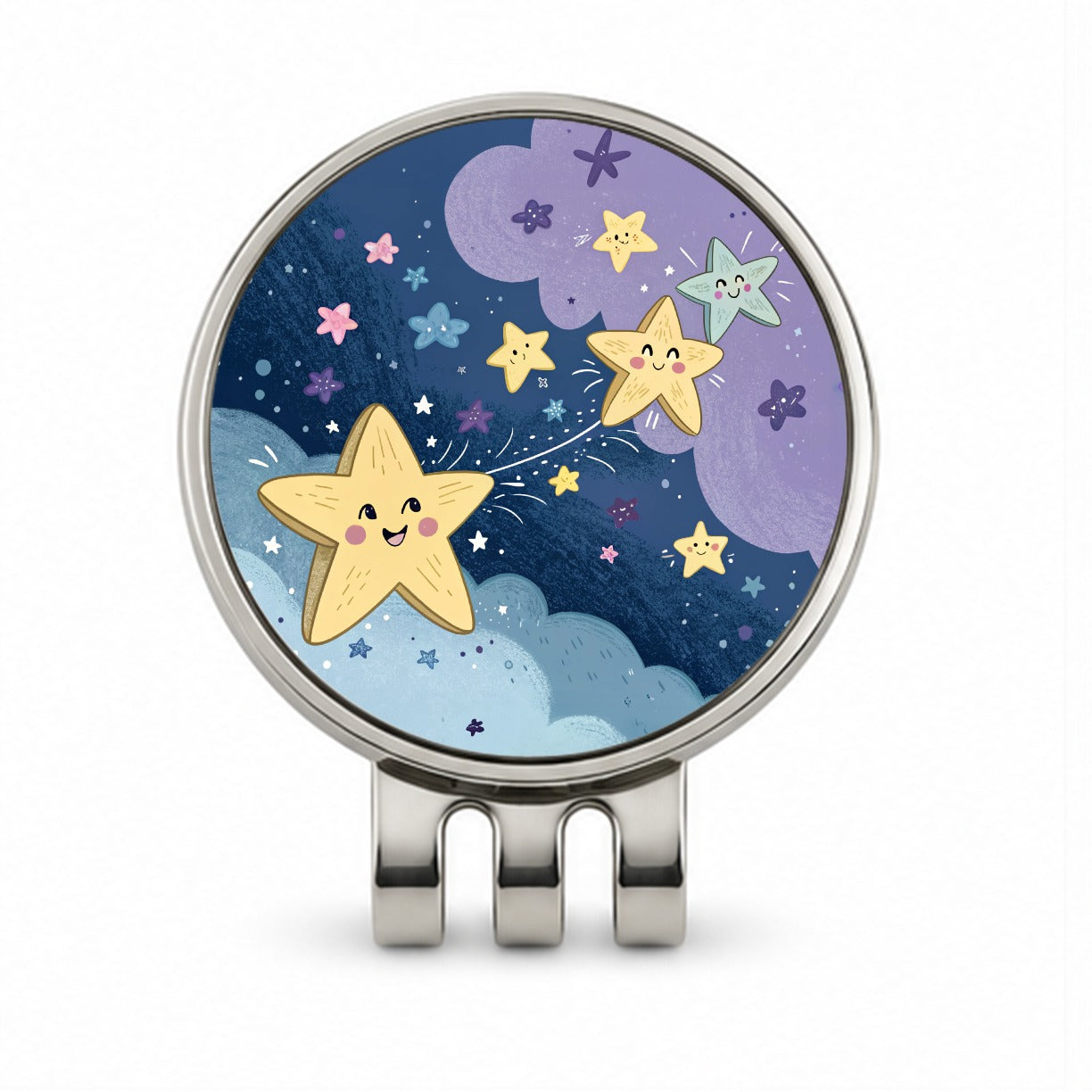 Kawaii Stars In Space Golf Hat Clip with Ball Marker