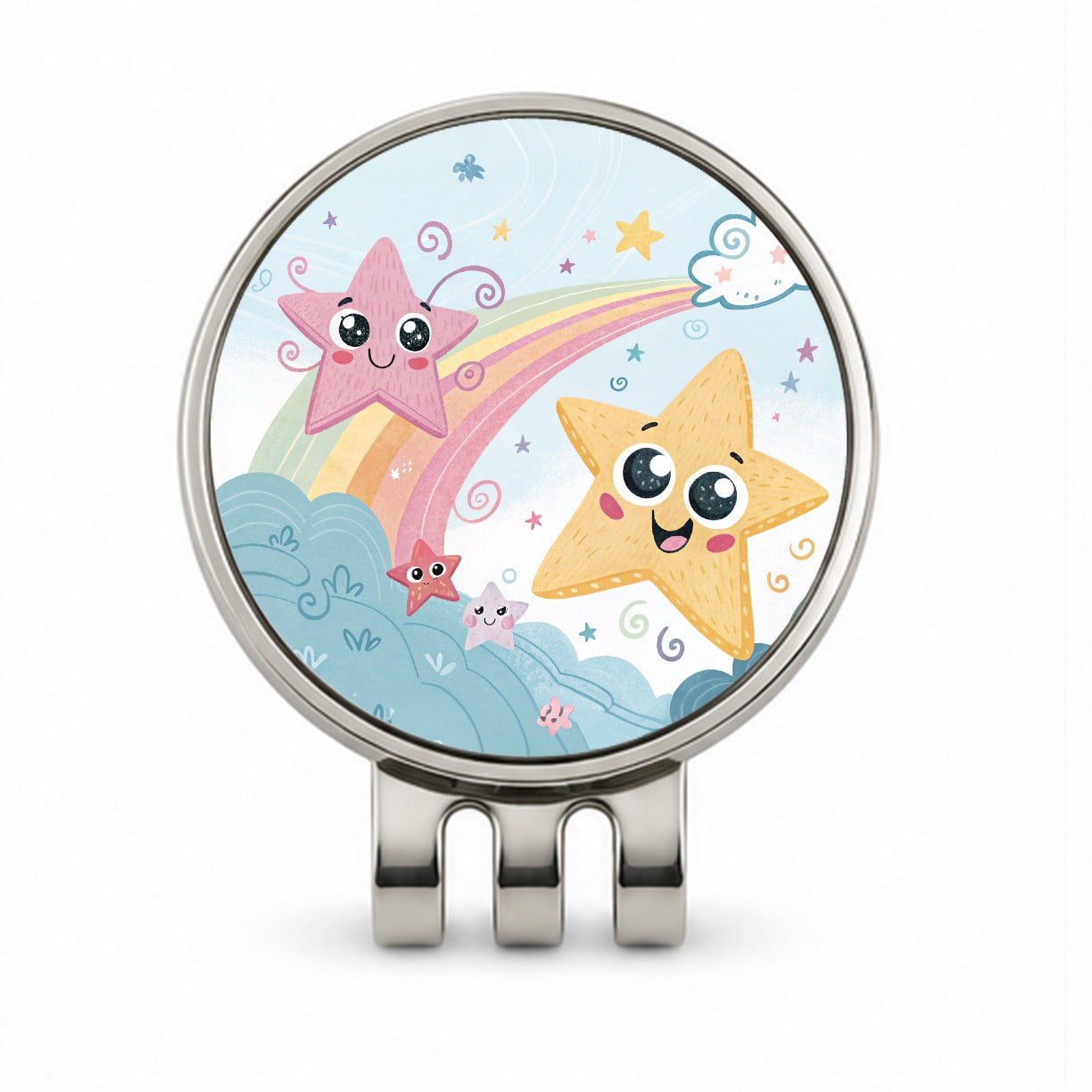 Kawaii Stars Golf Hat Clip with Ball Marker