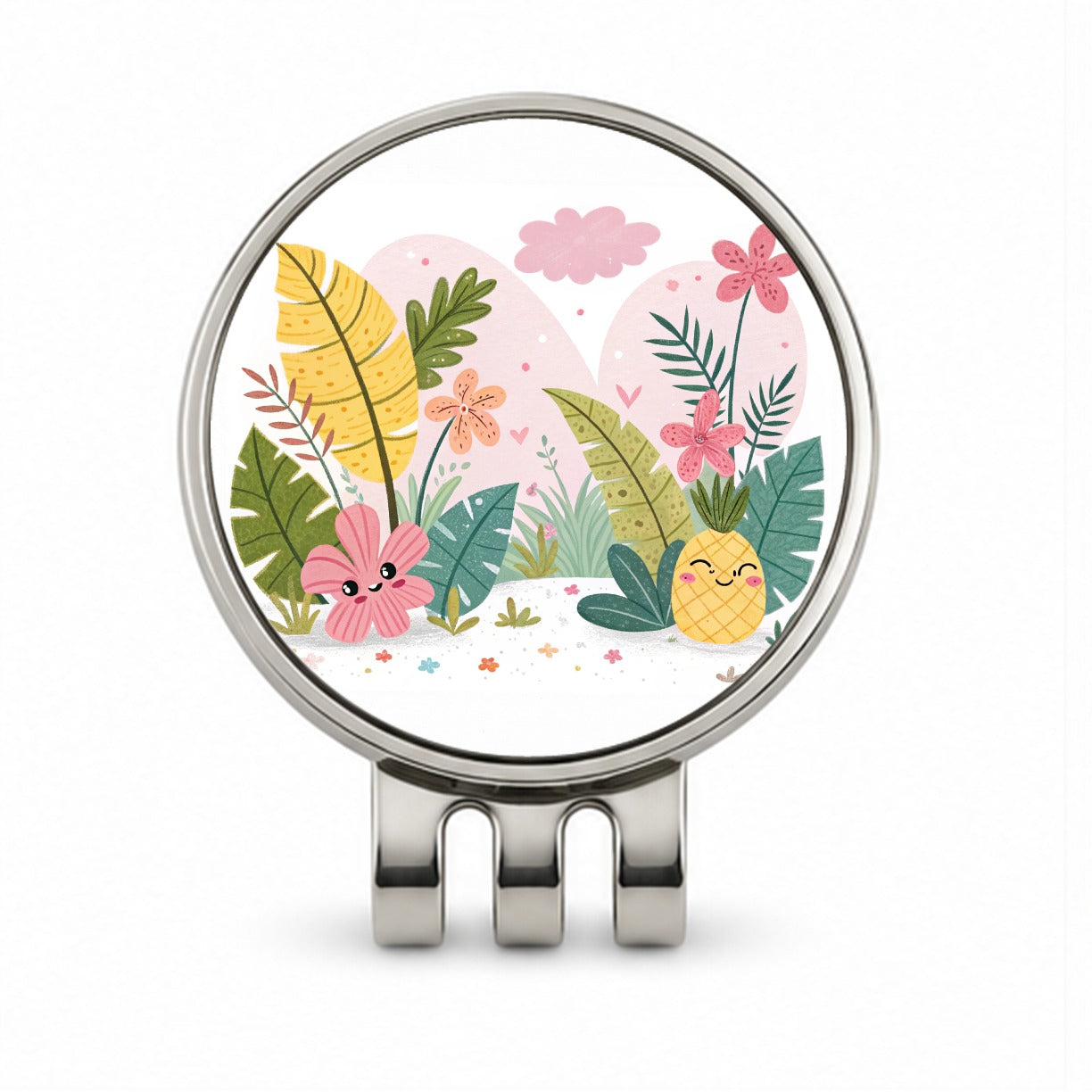Kawaii Tropical Plants Golf Hat Clip with Ball Marker
