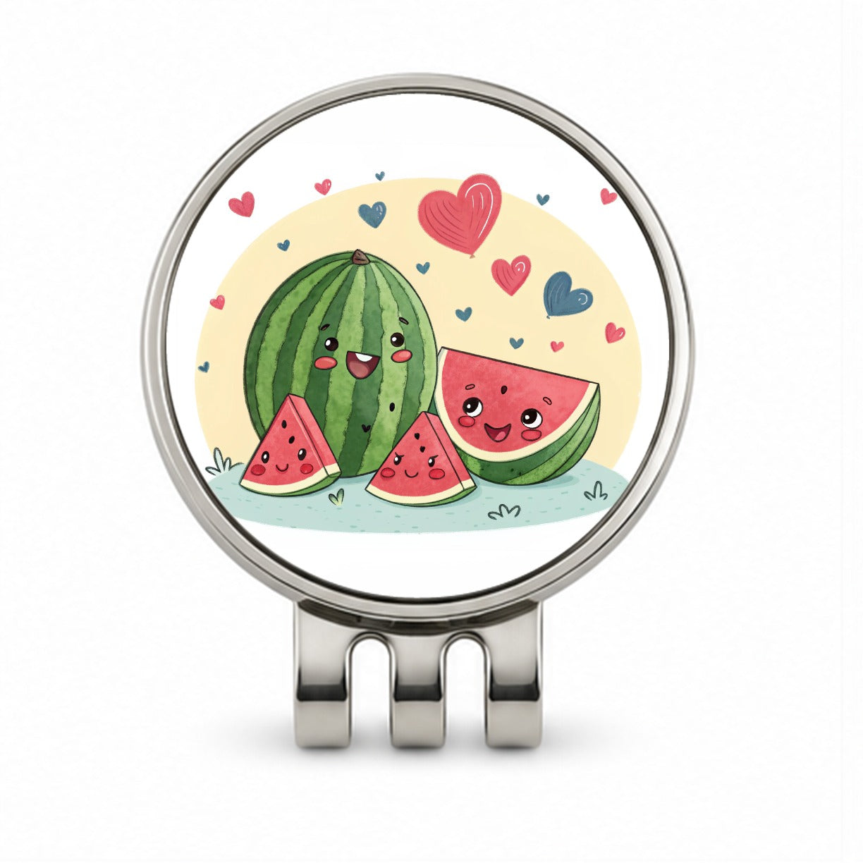 Kawaii Watermelon Hearts Golf Hat Clip with Ball Marker