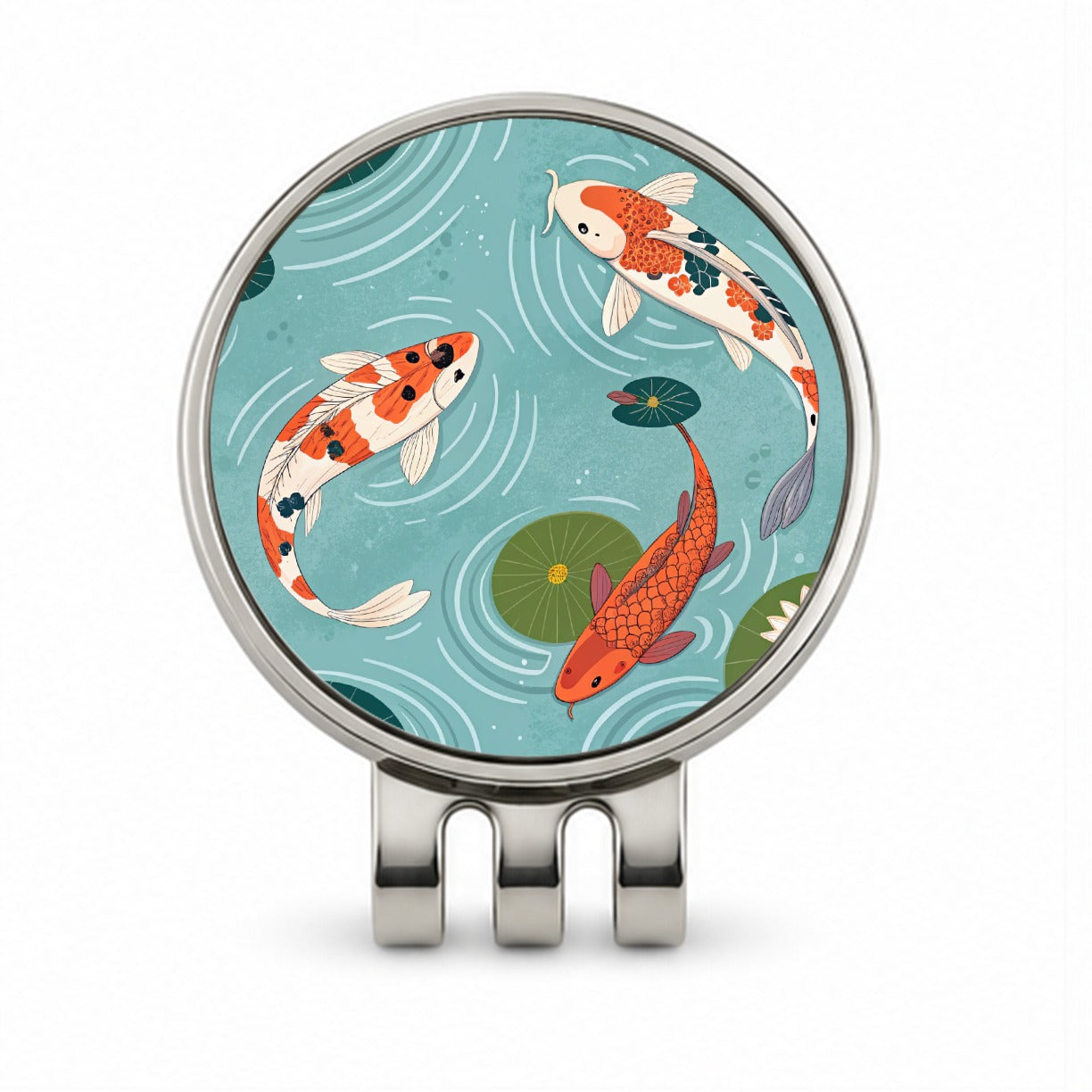 Koi Fish Swimming In Pond Golf Hat Clip with Ball Marker