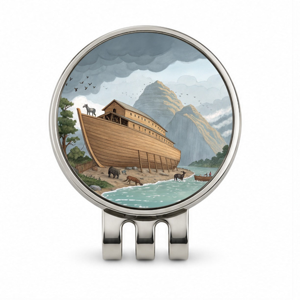 Noah's Ark Drawing Golf Hat Clip with Ball Marker